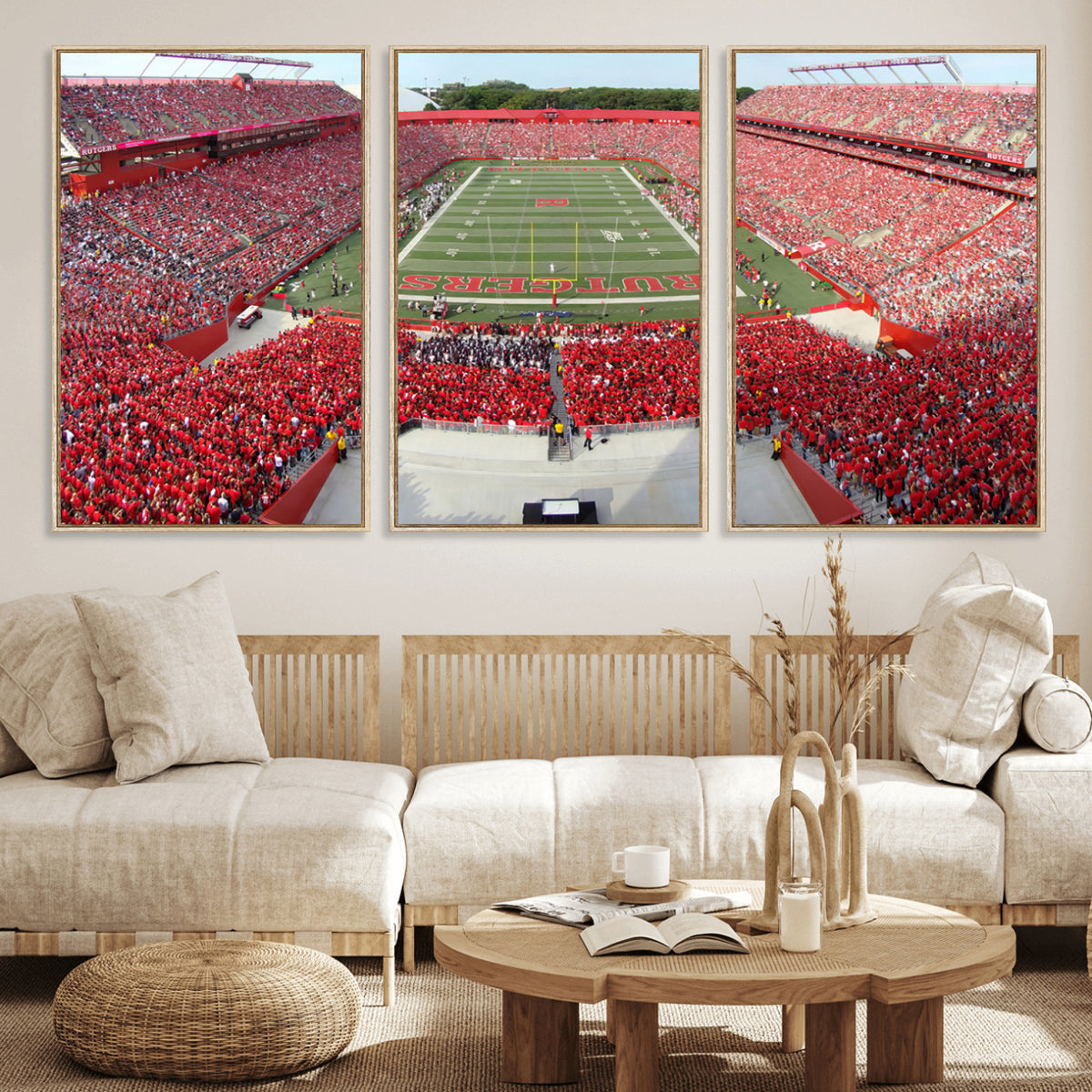 90818-PAN-FL-20X10 - Rutgers Scarlet Knights Football Team Print - Piscataway SHI Stadium Wall Art Canvas Print