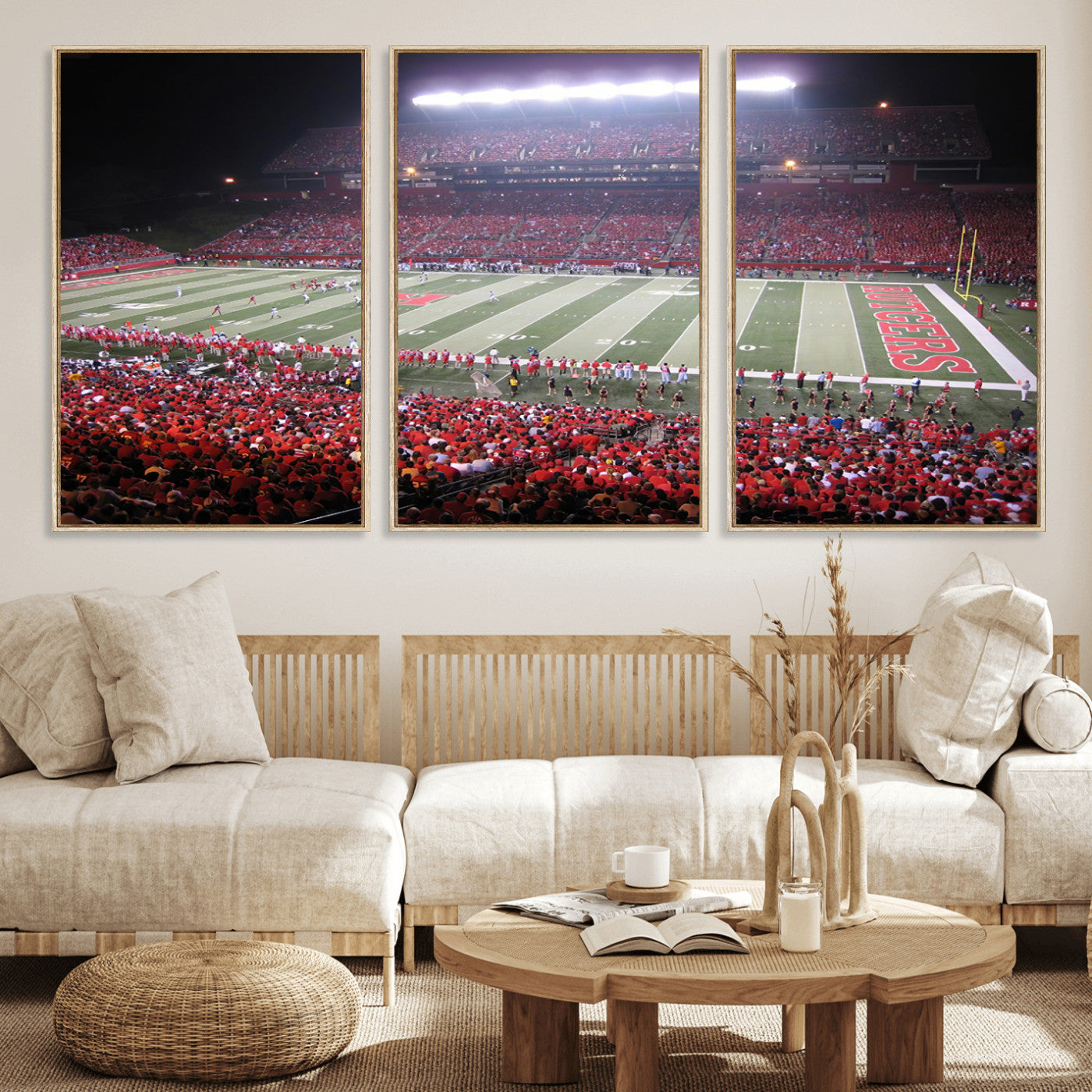 MGV-FC-60X30-3P - Rutgers University Scarlet Knights Football Team Print - Piscataway SHI Stadium Wall Art Canvas