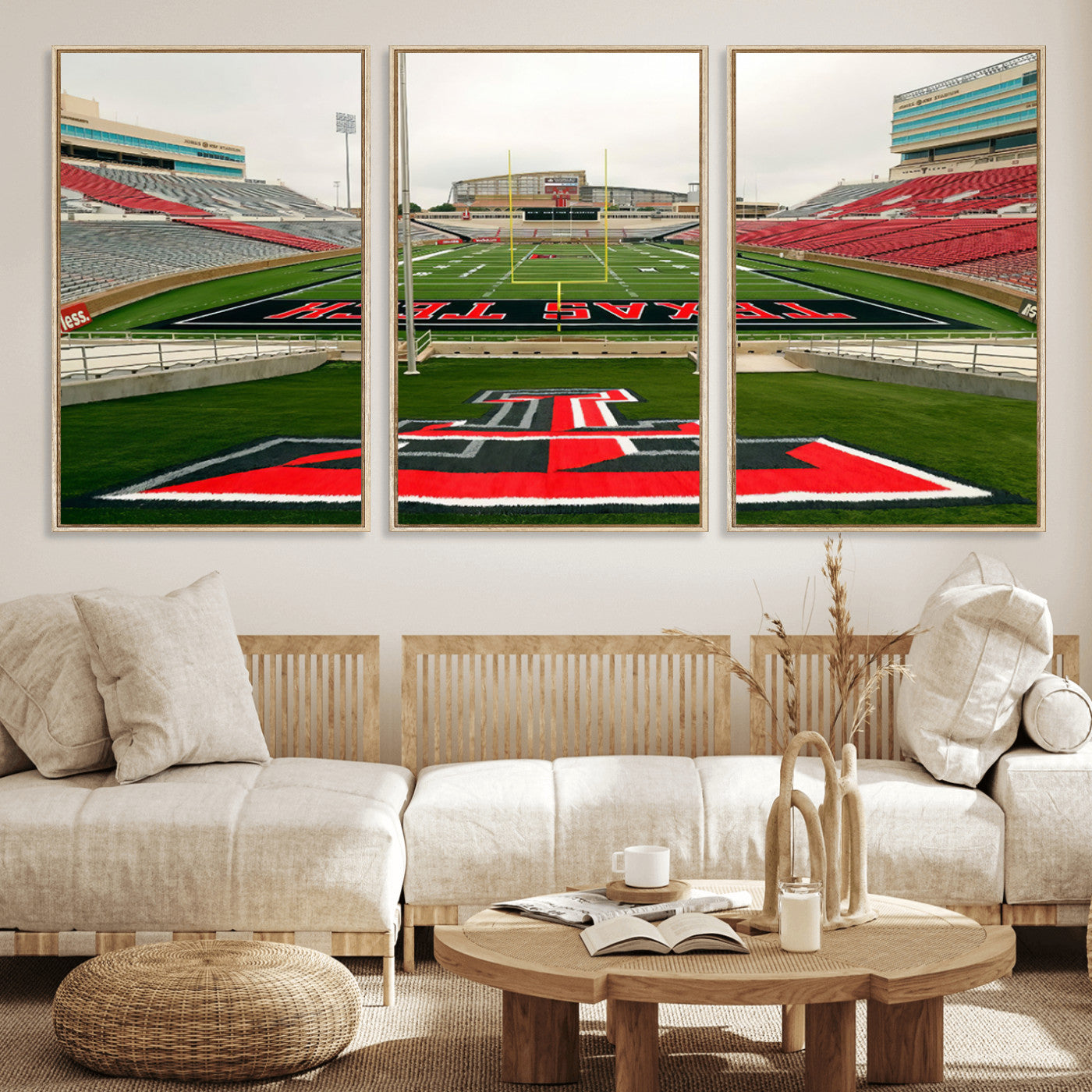 MGV-FC-60X30-3P - Texas Tech Red Raiders Football Team Print - Lubbock Jones AT&T Stadium Wall Art Canvas Print