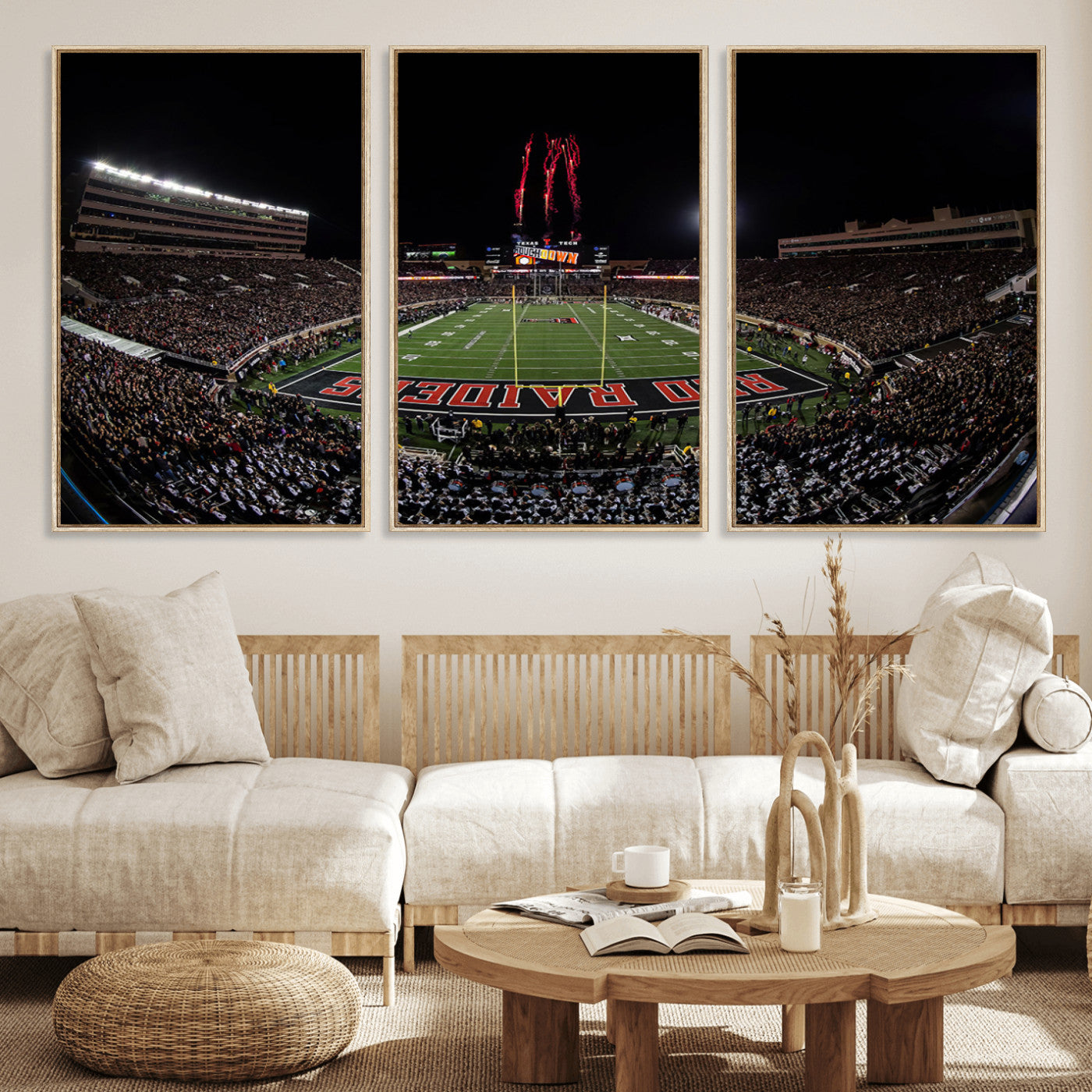 MGV-FC-60X30-3P - Framed Texas Tech Red Raiders Stadium Canvas, Texas Tech Red Raiders Football Team Print - Lubbock