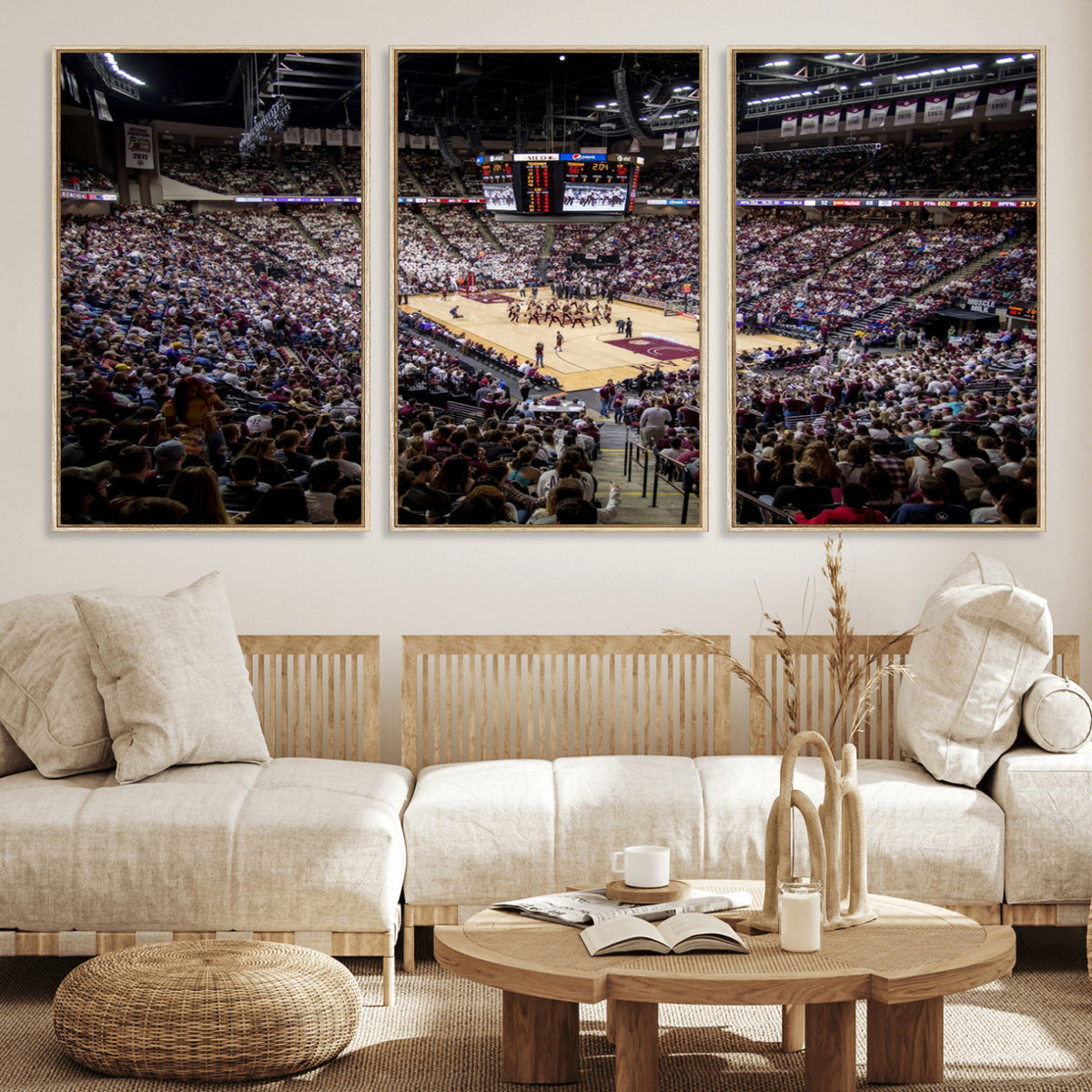 76876-MGV-CV-36X24 - University of Nebraska Cornhuskers Basketball Team Print - Lincoln Red Arena Wall Art Canvas Print