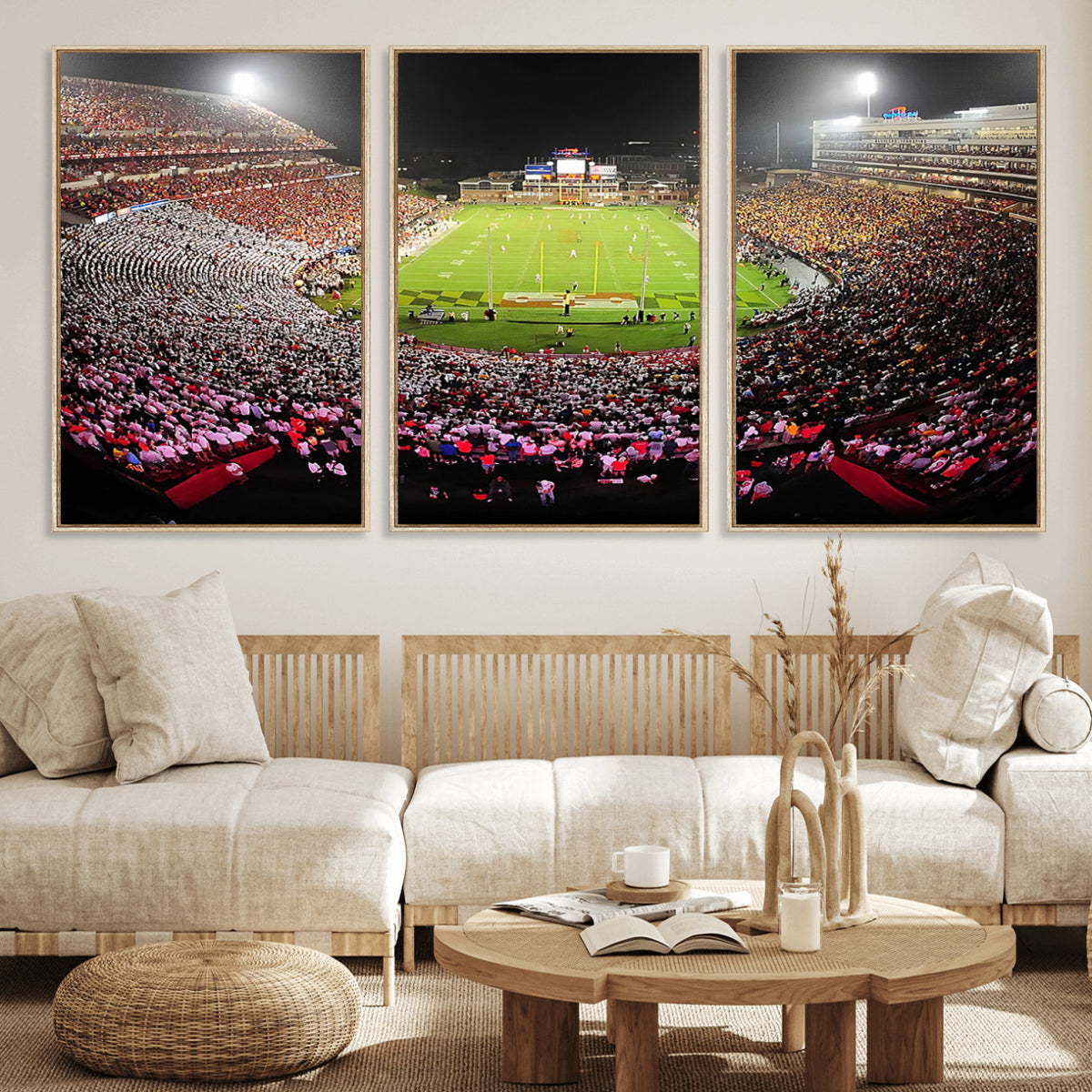 12091-PAN-FL-20X10 - University of Maryland Terrapins Football Team Print - College Park SECU Stadium Wall Art Canvas