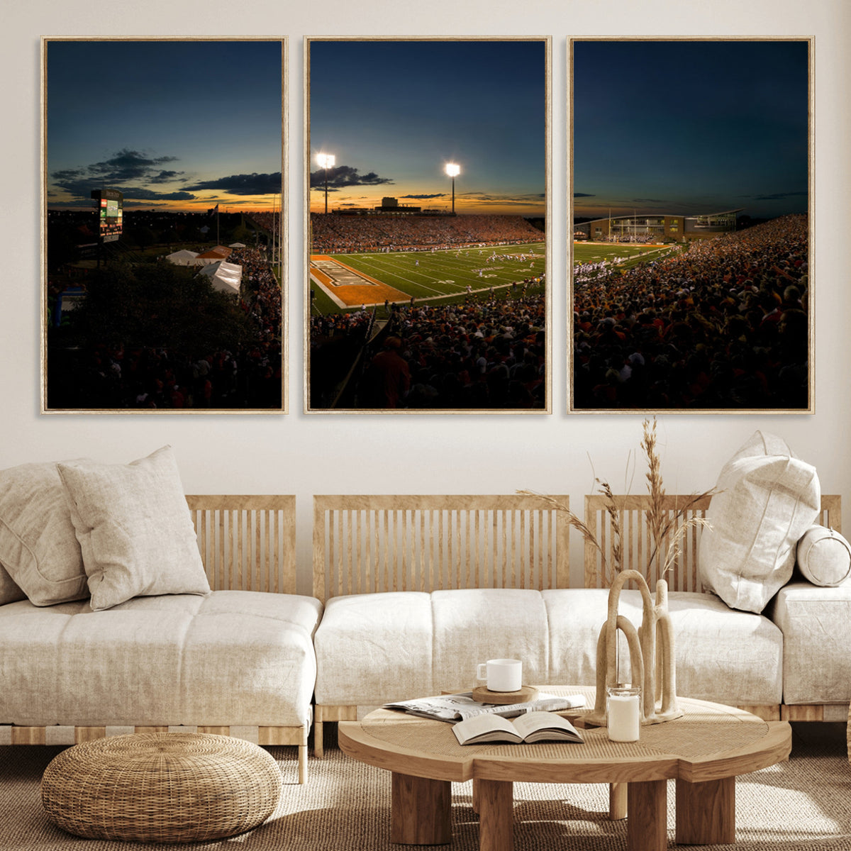 15980-PAN-FL-20X10 - Ball State Cardinals Football Team Print - Muncie Scheumann Stadium Wall Art Canvas Print