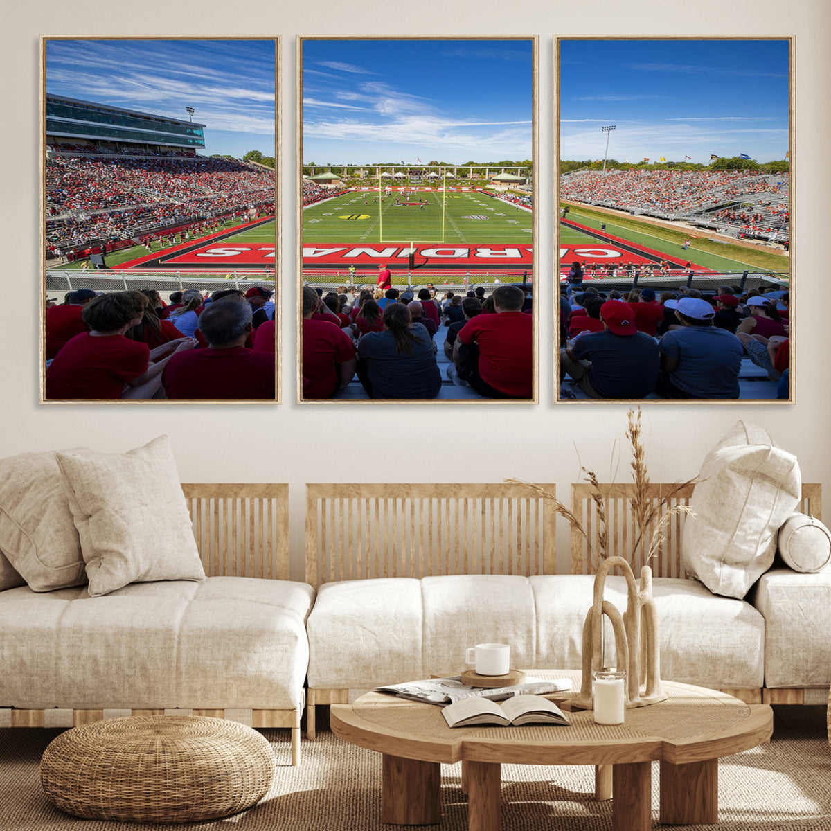 71475-PAN-FL-20X10 - Ball State Cardinals Football Team Print - Muncie Scheumann Stadium Wall Art Canvas Print