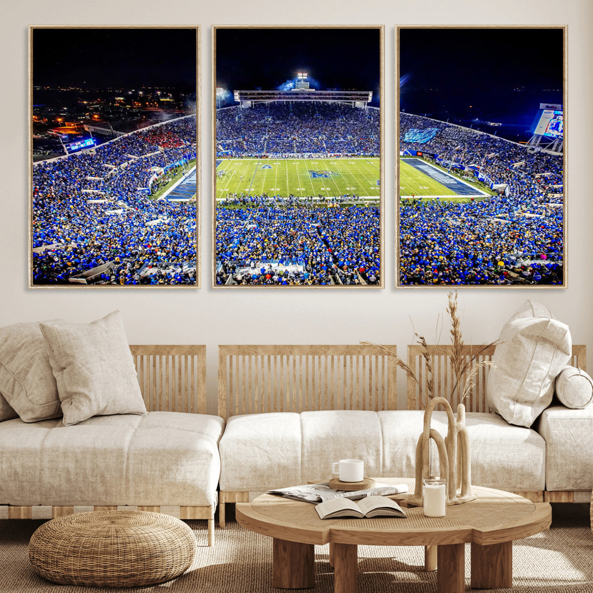 11665-PAN-FL-20X10 - University of Memphis Tigers Football Team Print - Memphis Simmons Bank Liberty Stadium Wall Art