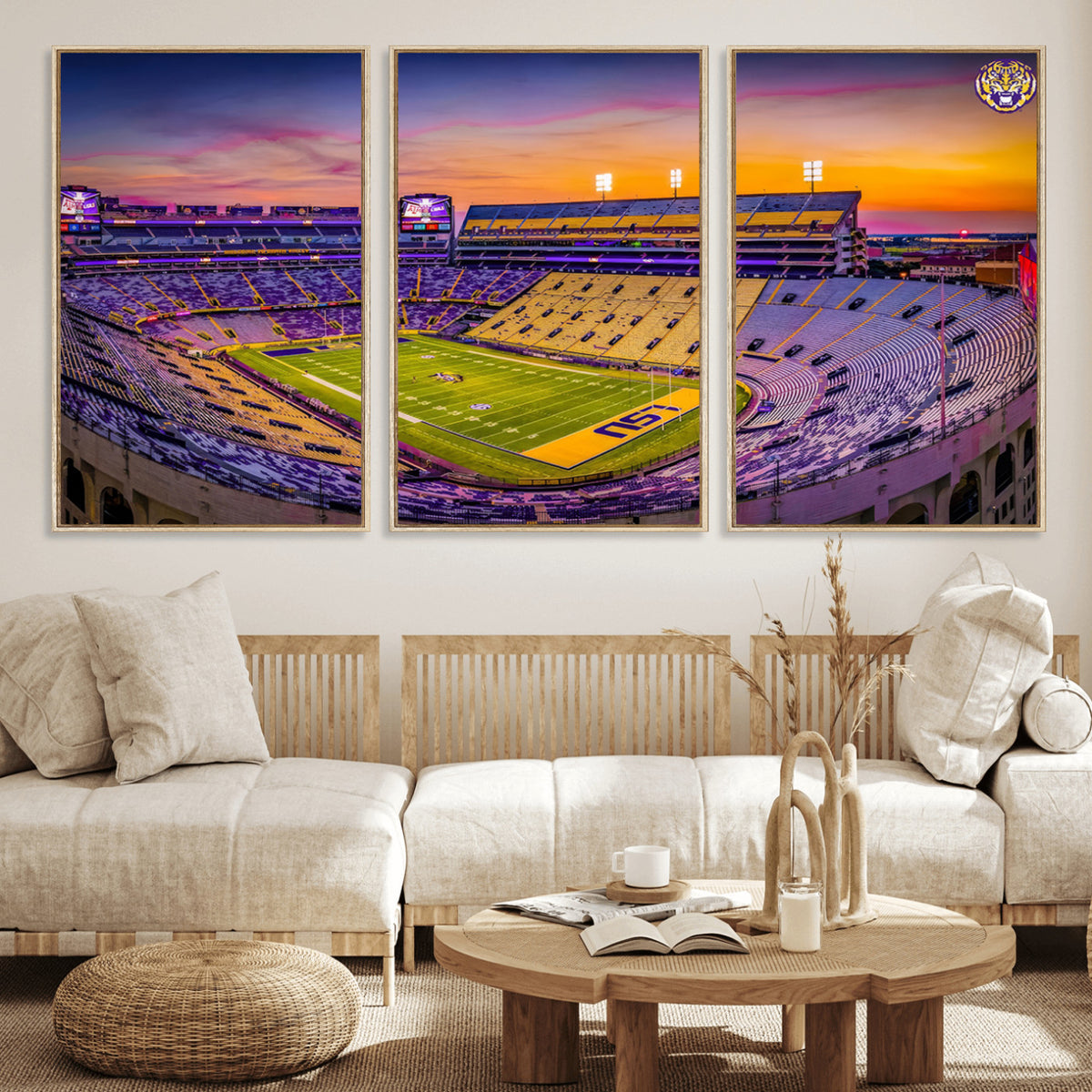 93538-MGV-CV-36X24 - The Louisiana State University Tigers Football Team Print, Framed and Ready to Hang Stadium Print