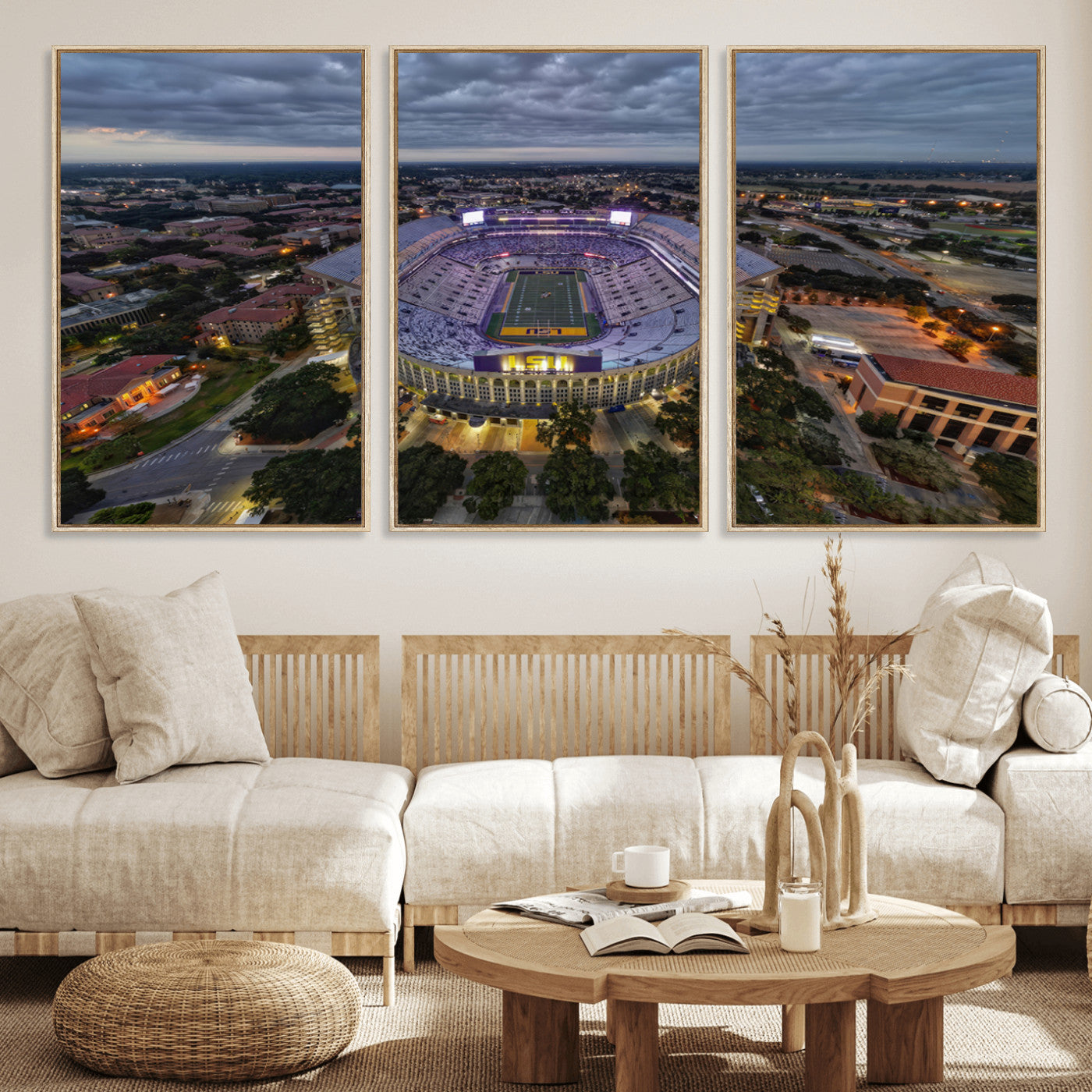 MGV-FC-60X30-3P - The Louisiana State University Tigers Football Team Print - Baton Rouge Tiger Stadium Wall Art