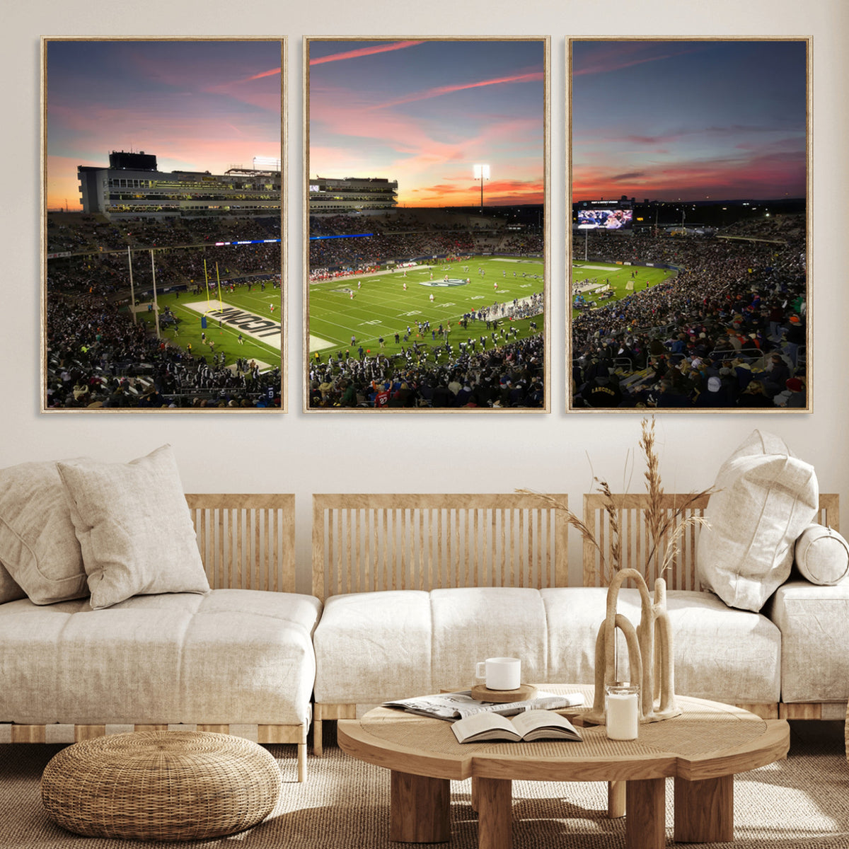 64416-MGV-CV-36X24 - The University of Connecticut UCONN Huskies Football Team Print, Framed and Ready to Hang