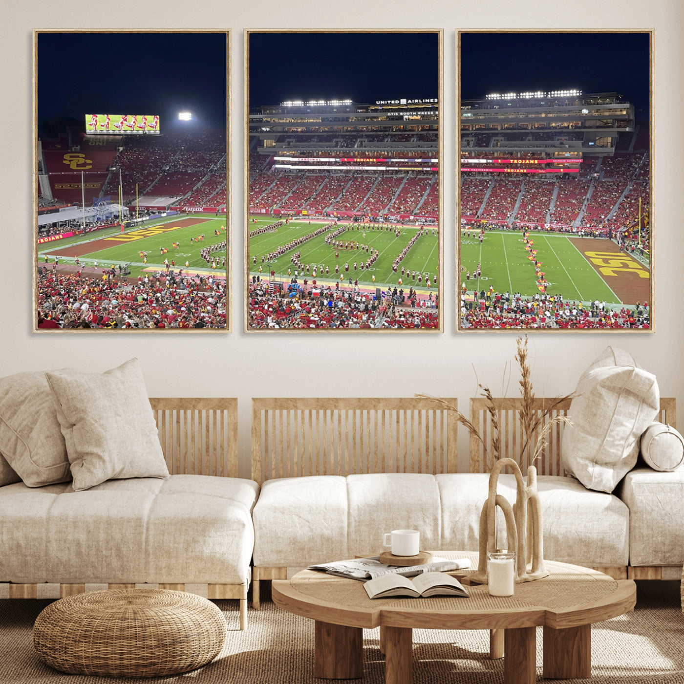 MGV-FC-60X30-3P - The University of Southern California USC Trojans Football Team Print - Los Angeles Memorial