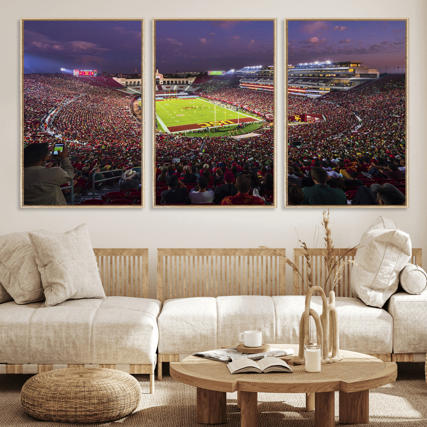 MGV-FC-60X30-3P - The University of Southern California USC Trojans Football Team Print - Los Angeles Memorial