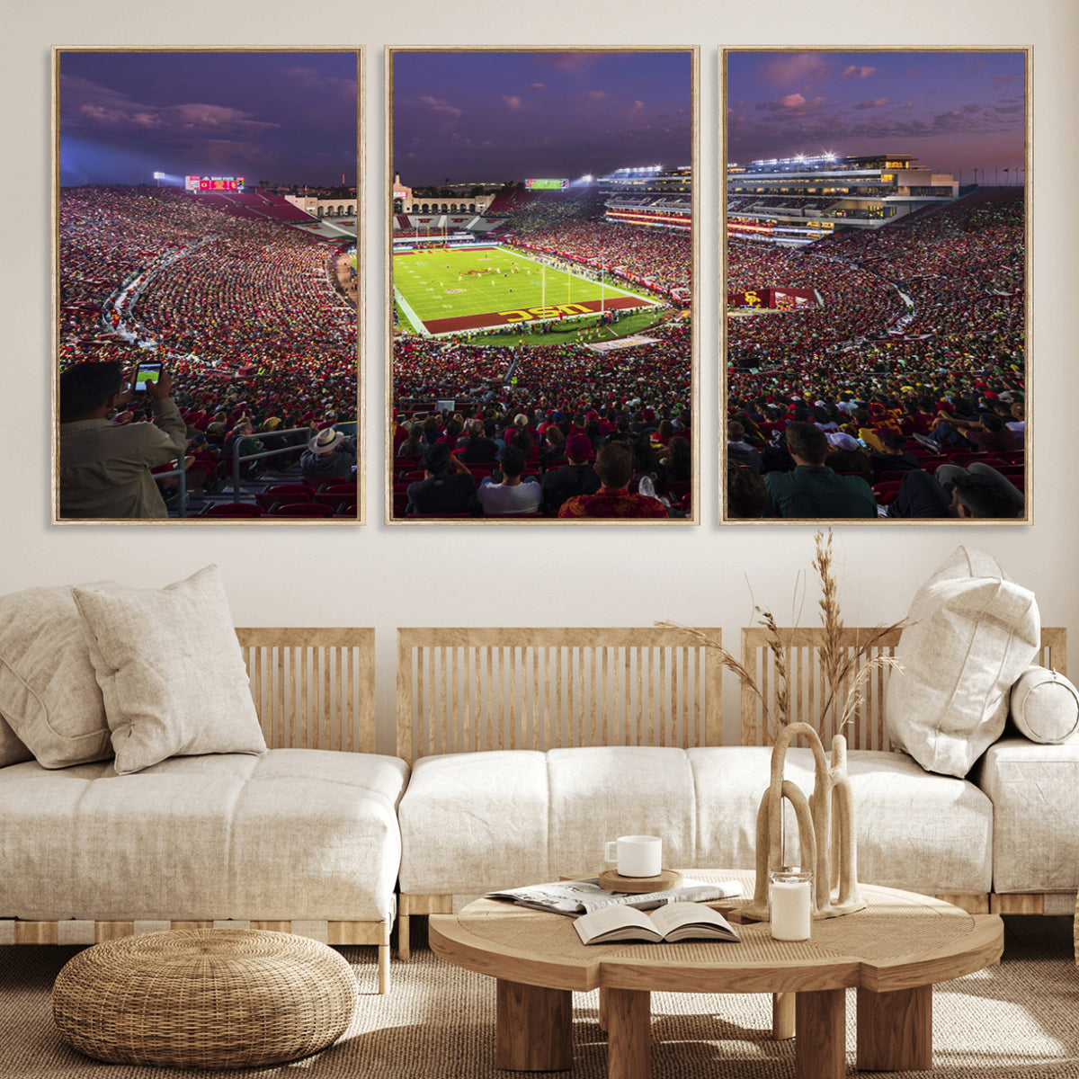 73373-MGV-CV-36X24 - The University of Southern California USC Trojans Football Team Print, Extra Large Game Room Wall Decor