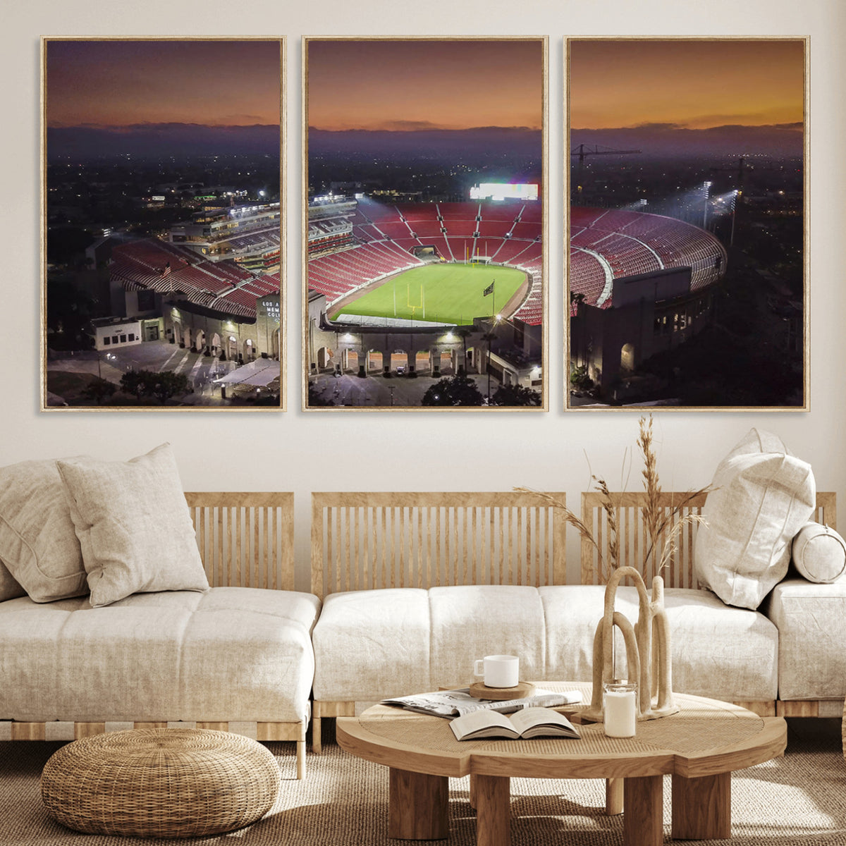 50666-MGV-CV-36X24 - The University of Southern California USC Trojans Football Team Print, Los Angeles Memorial Coliseum