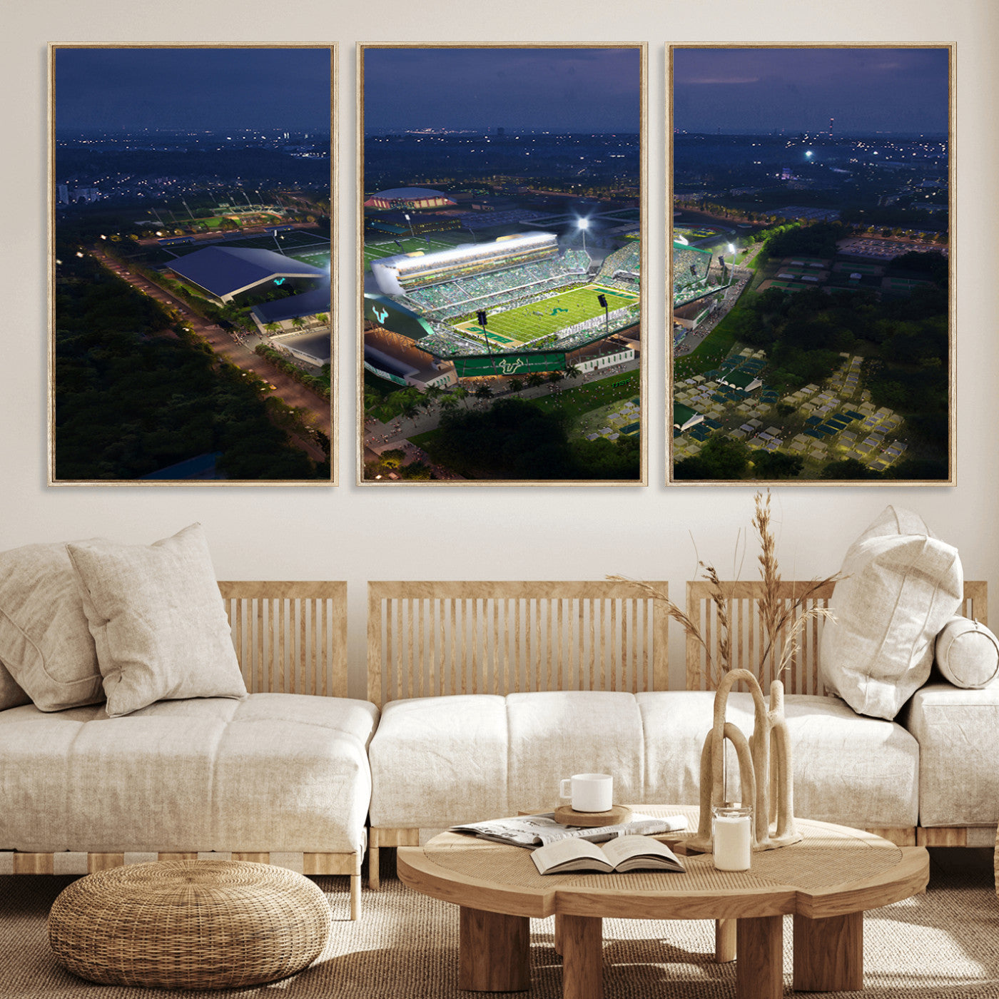 MGV-FC-60X30-3P - The University of South Florida Bulls Football Team Print - Tampa USF Football Stadium Wall Art Canvas Print