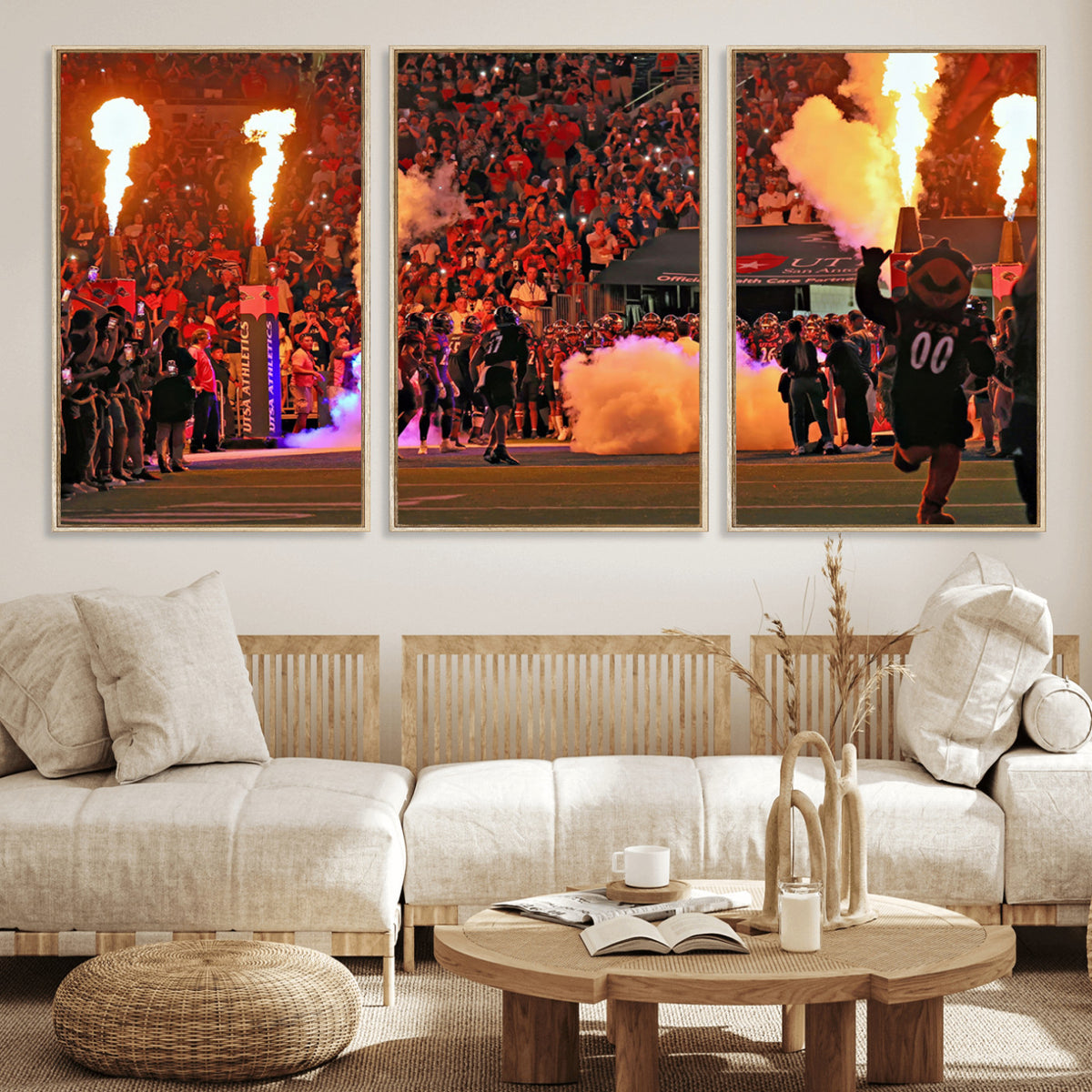 98664-MGV-CV-36X24 - The University of Texas at San Antonio Roadrunners Football Team Print, Extra Large Game Room Wall Decor