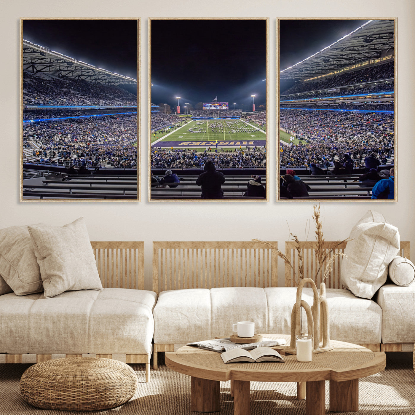 MGV-FC-60X30-3P - The University of Washington Huskies Football Team Print - Seattle Husky Stadium Wall Art Canvas
