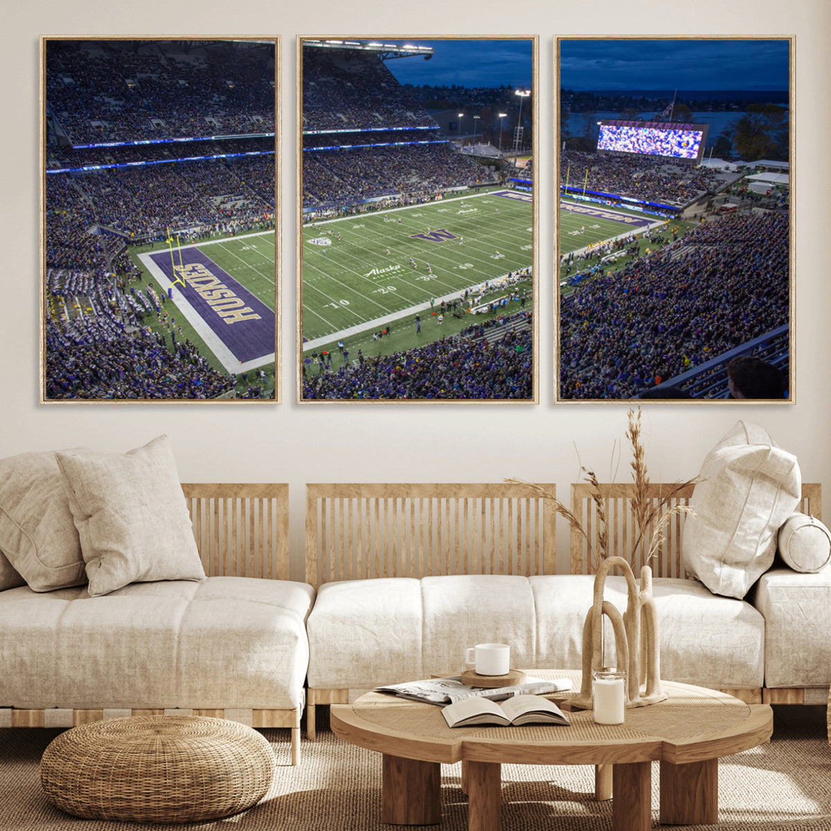 84780-MGV-CV-36X24 - The University of Washington Huskies Football Team Print, Framed and Ready to Hang
