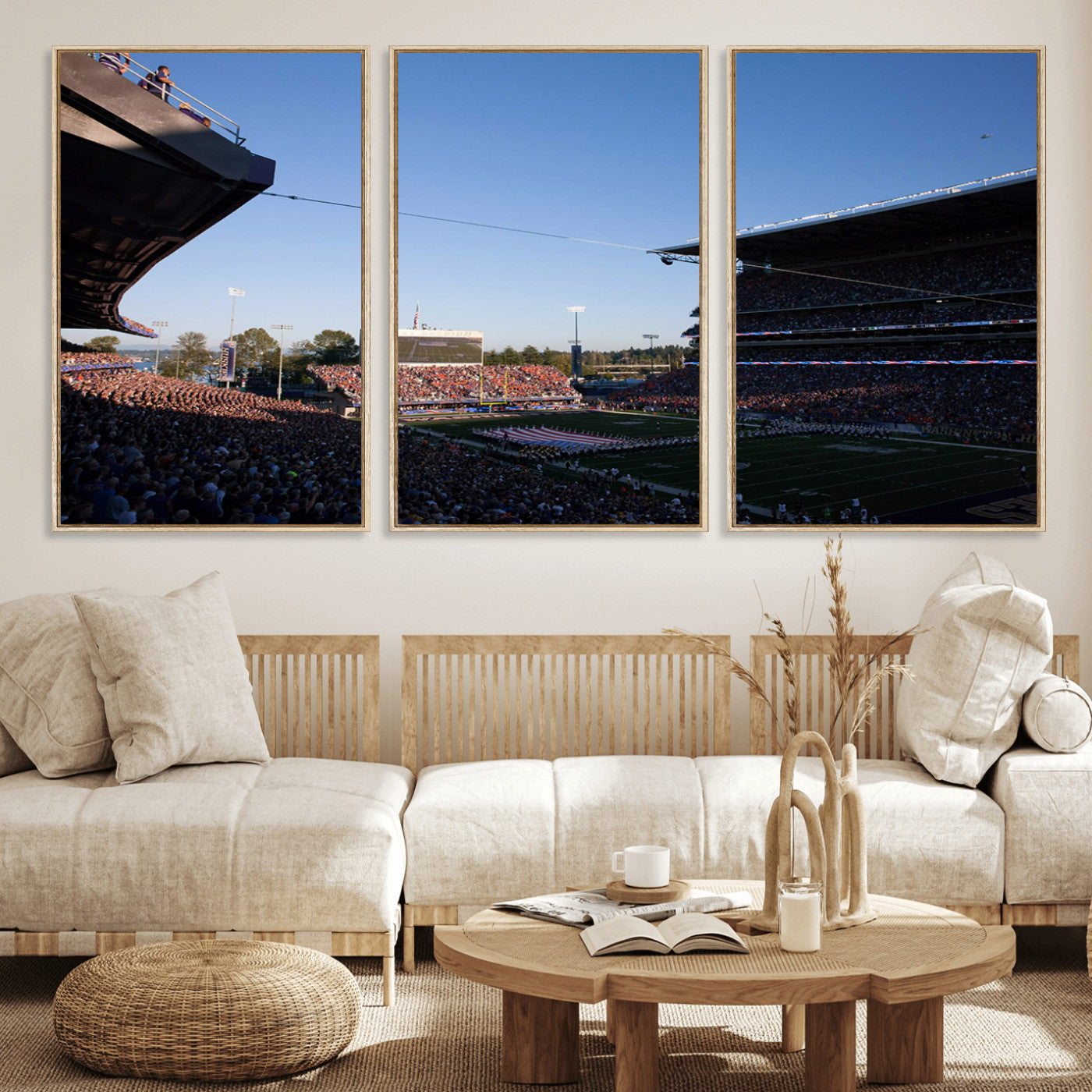 MGV-FC-60X30-3P - The University of Washington Huskies Football Team Print - Seattle Husky Stadium Wall Art Canvas