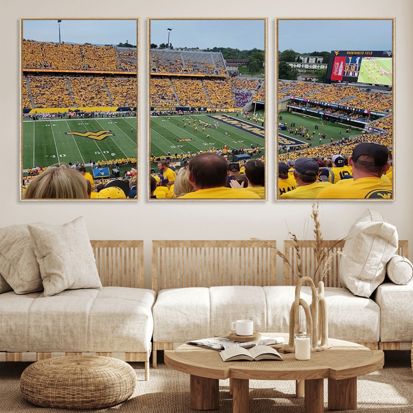 MGV-FC-60X30-3P - Puskar Stadium Canvas Print Wall Art - Morgantown Print - West Virginia University Mountaineers