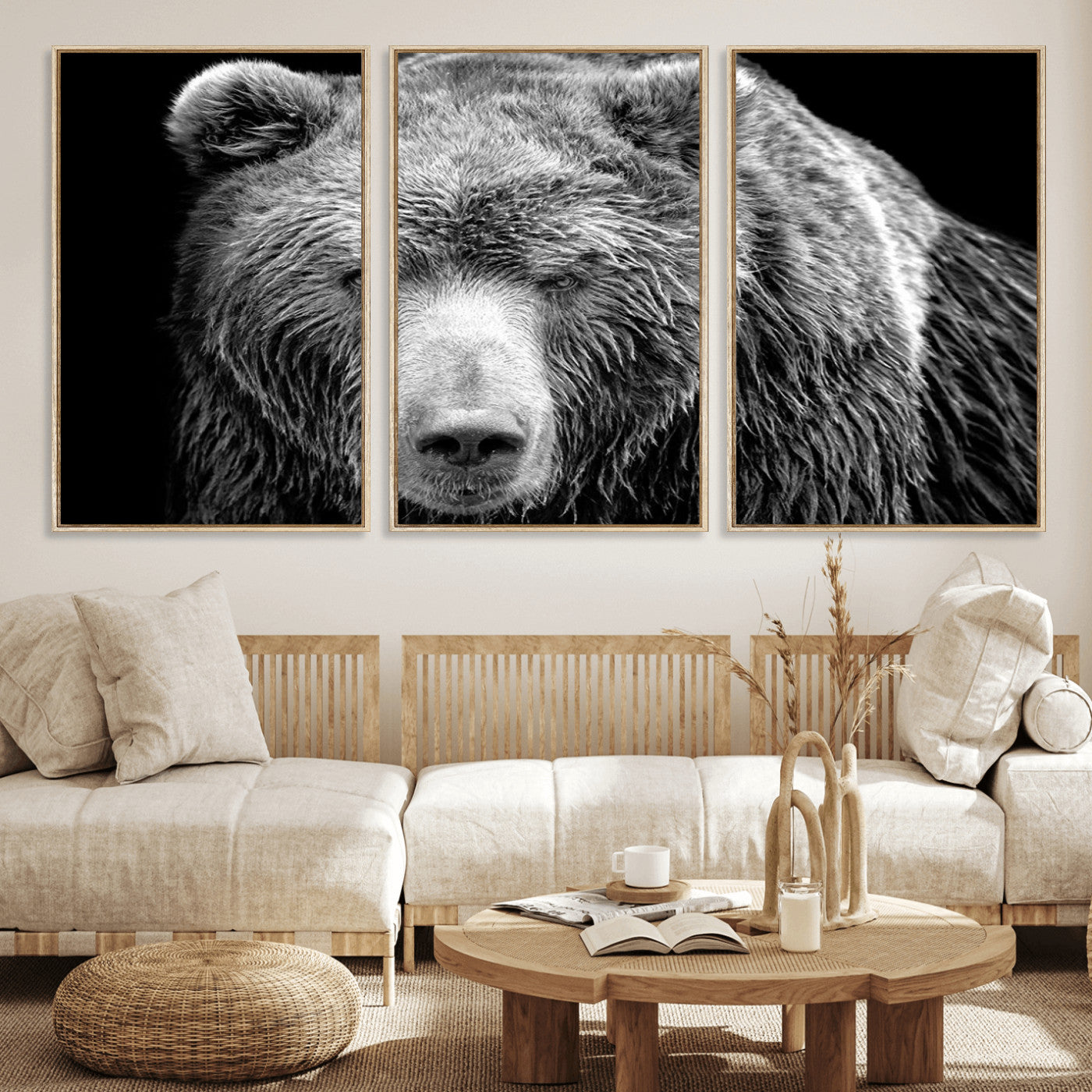 MGV-FC-60X30-3P - 399 Grizzly Bear Canvas Print | Ready to Hang Wall Art | Rustic Farmhouse & Cabin Decor | Wildlife
