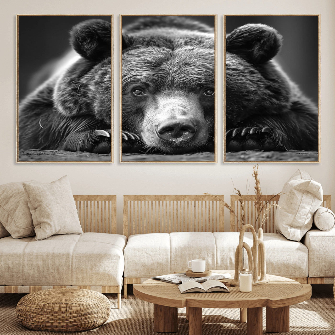 MGV-FC-60X30-3P - Resting Grizzly 399 Bear Canvas Print | Ready to Hang Wall Art | Rustic Cabin & Farmhouse Decor |