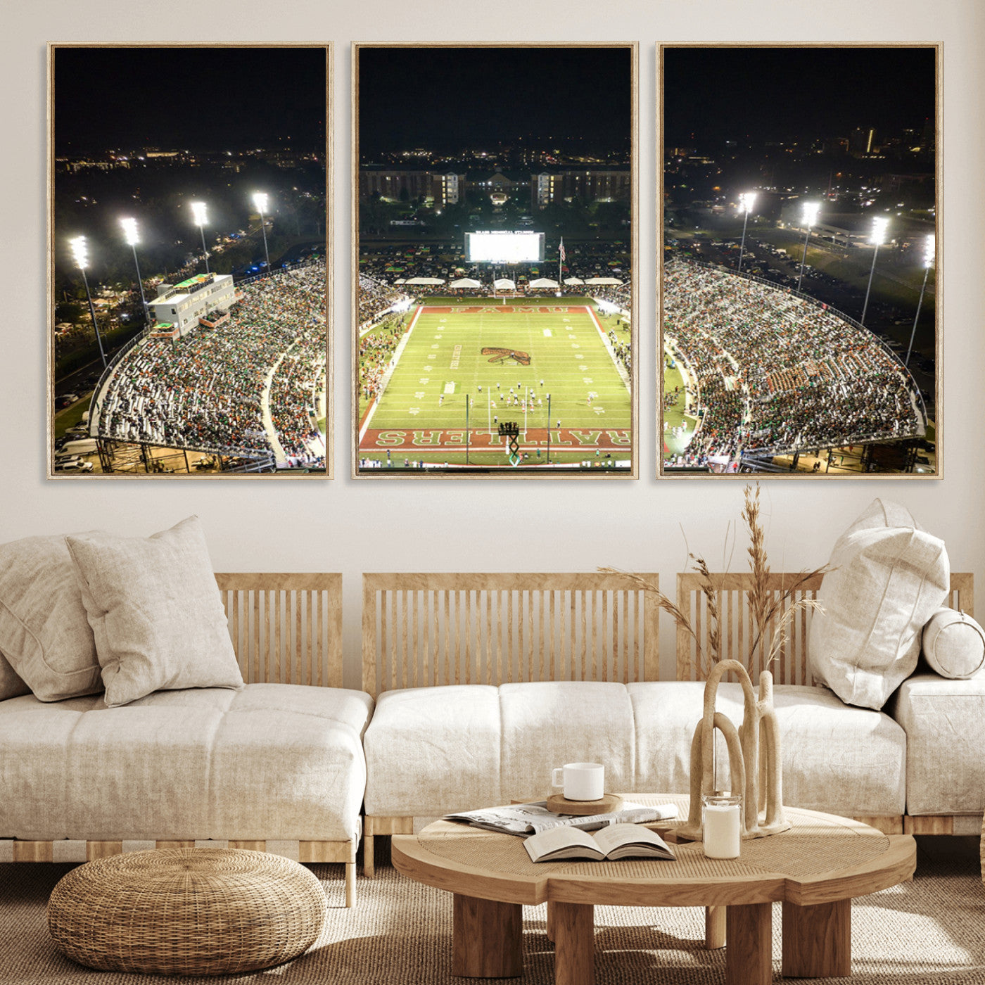 MGV-FC-60X30-3P - Florida A&M Rattlers Football Team Print - Tallahassee Bragg Memorial Stadium Wall Art Canvas Print