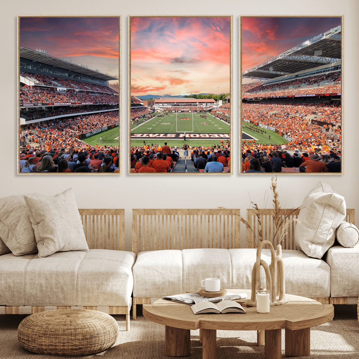 MGV-FC-60X30-3P - Oregon State Beavers Football Team Print - Corvallis Reser Stadium Wall Art Canvas Print