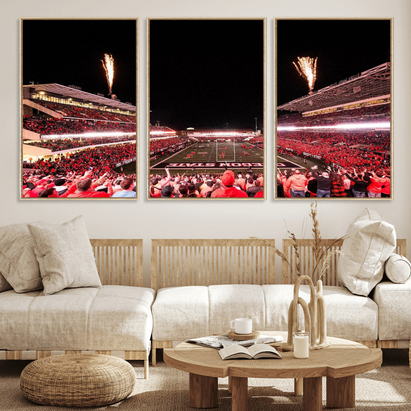 MGV-FC-60X30-3P - Oregon State Beavers Football Team Print - Corvallis Reser Stadium Wall Art Canvas Print