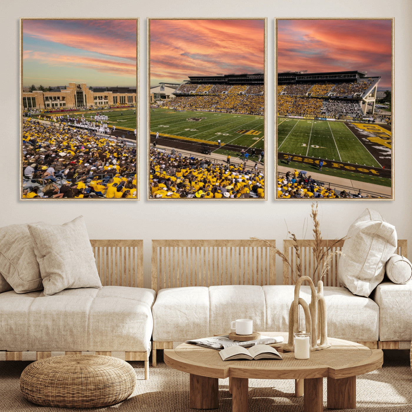 MGV-FC-60X30-3P - University of Wyoming Cowboys Football Team Print - Laramie Jonah Field War Memorial Stadium Wall
