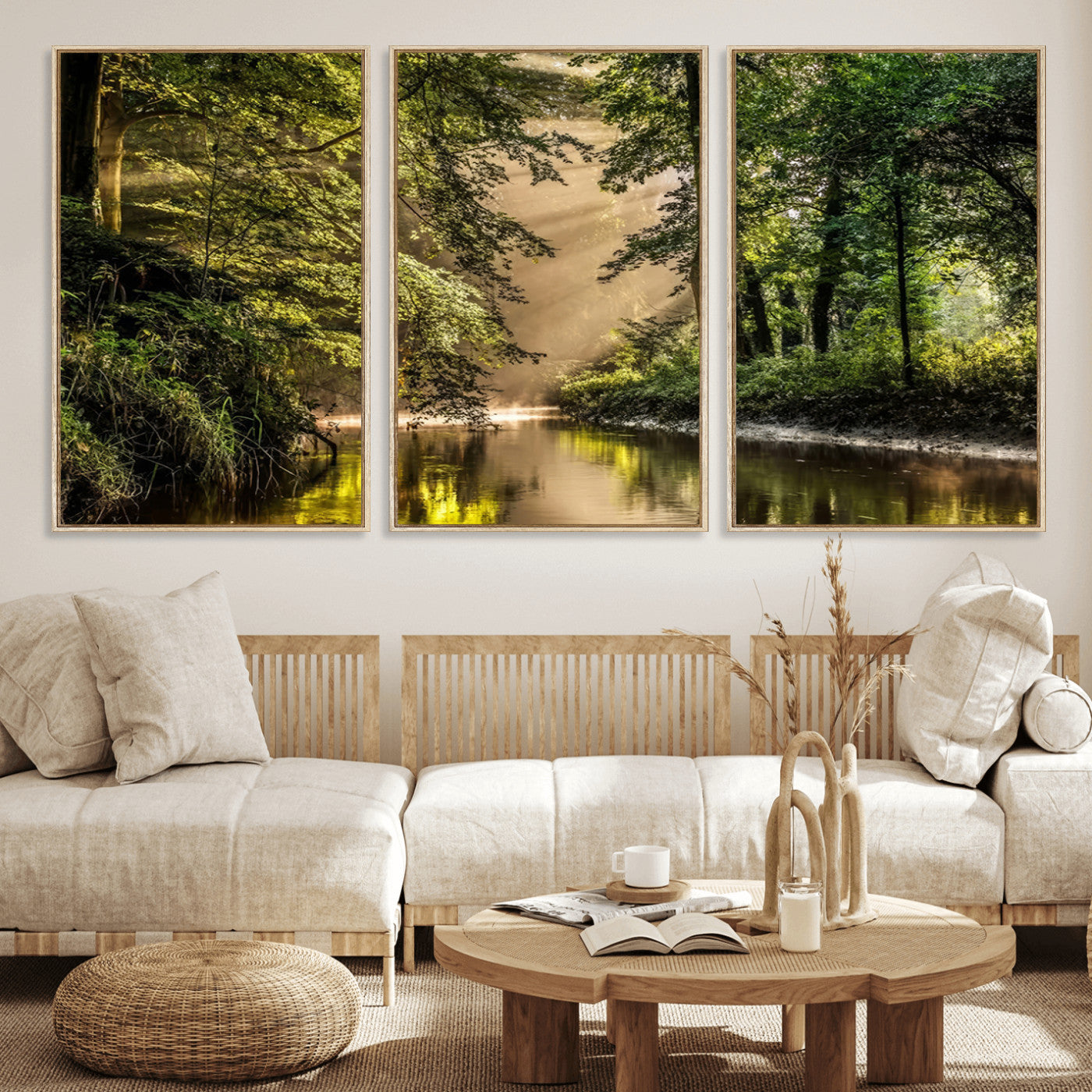 MGV-FC-60X30-3P - Forest Wall Art Print | River Landscape Wall Art | Perfect for Farmhouse Wall Decor, Cabin Wall Art