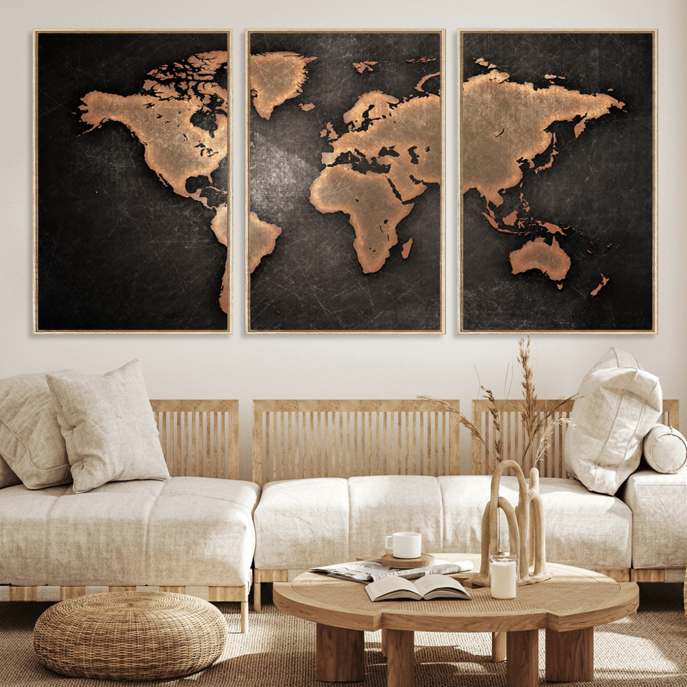 MGV-FC-60X30-3P - Push Pin World Map Canvas Print – Framed Wall Art for Couples to Track Their Travels – Anniversary