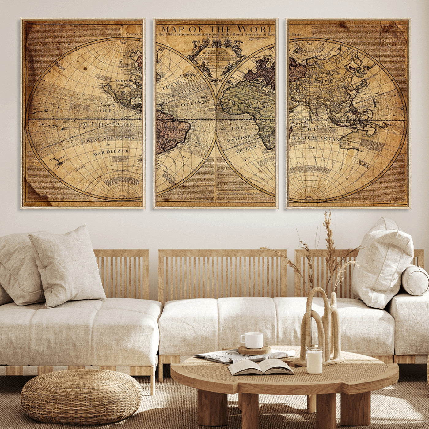 MGV-FC-60X30-3P - Push Pin World Map Canvas Print – Framed Wall Art for Couples to Track Their Travels – Anniversary