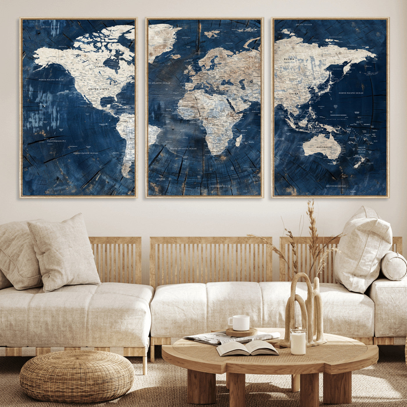 MGV-FC-60X30-3P - Push Pin World Map Canvas Print – Framed Wall Art for Couples to Track Their Travels – Anniversary