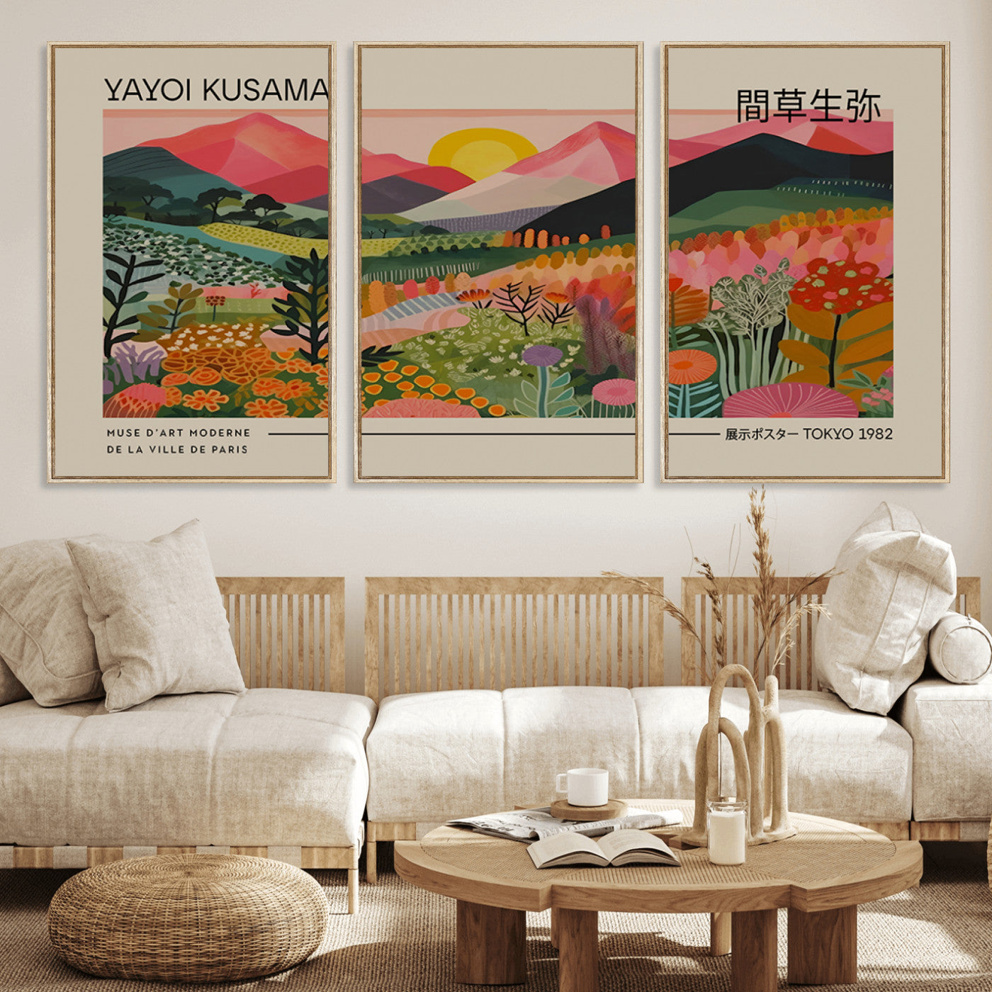 MGV-FC-60X30-3P - Yayoi Kusama 1986 Wall Art Print – Yayoi Kusama Wabi Sabi Japanese Wall Art Print - Vibrant Abstract