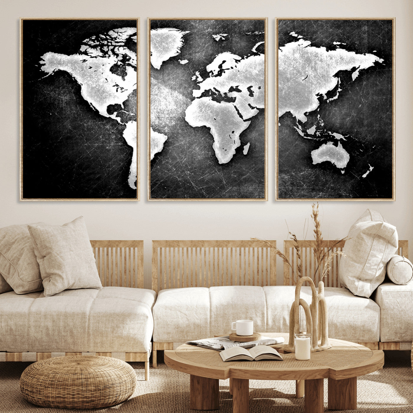 World Map Wall Art Canvas Print – Framed Wall Art for Anniversary Gift or Home Adventure Decor