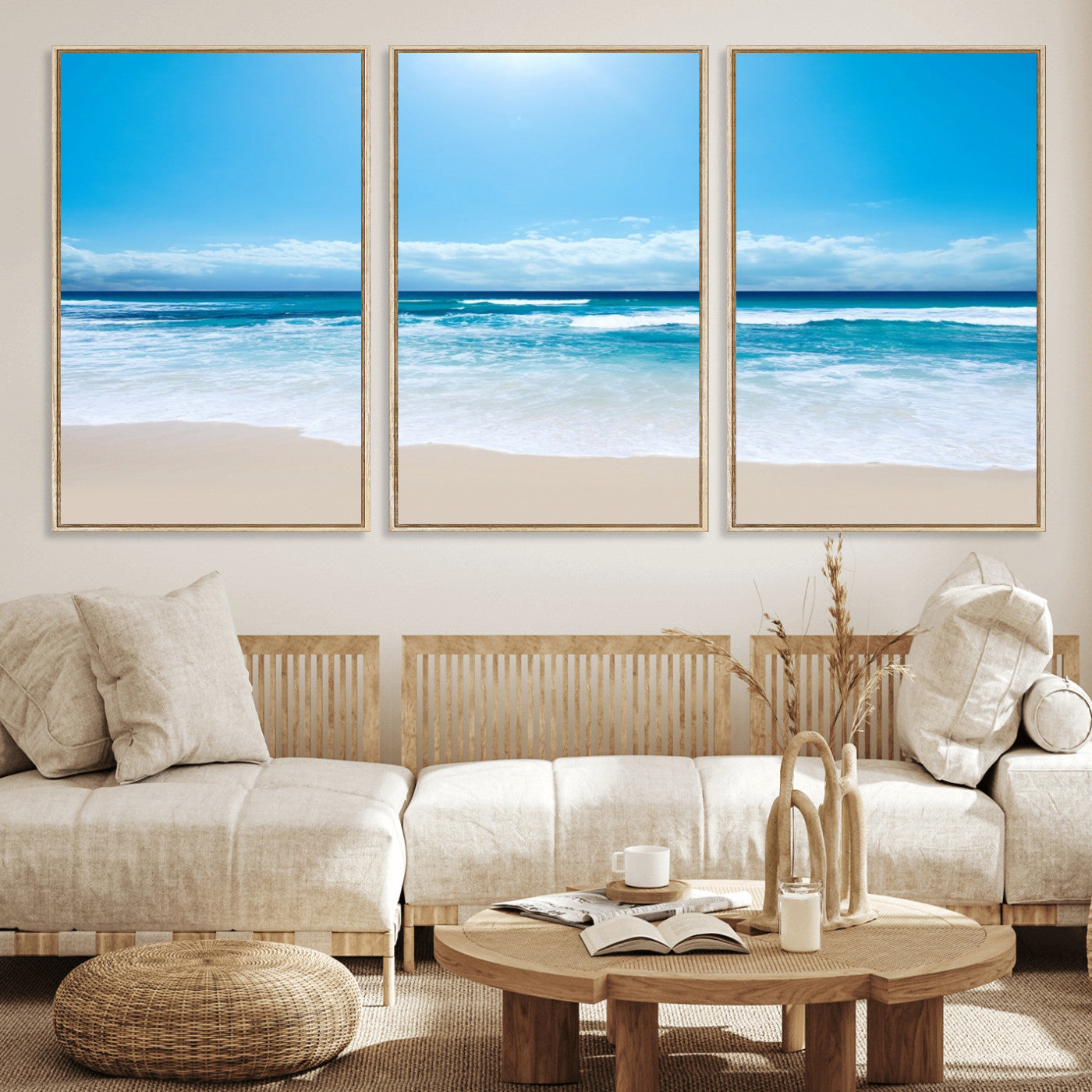 45929-MGV-CV-36X24-Wall Art Canvas Print Shiny Blue Sea and Beach