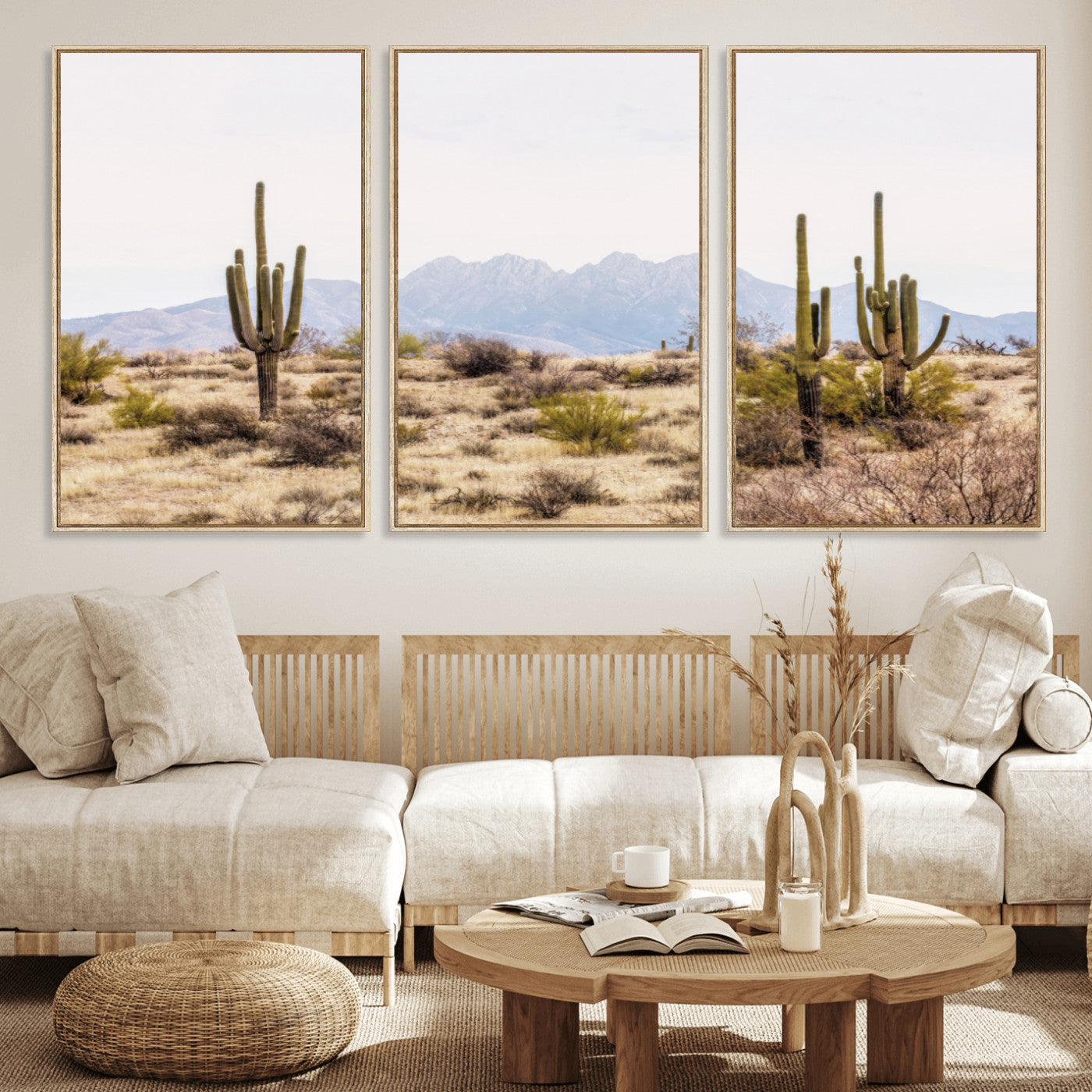MGV-FC-60X30-3P - Arizona Desert Wall Art Print | Arizona Desert Canvas Print with Saguaro Cacti | Southwestern