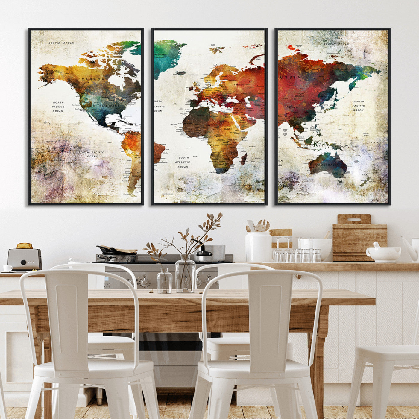 -Push Pin World Map Canvas Print – Framed Wall Art for Couples to Track Their Travels – Anniversary