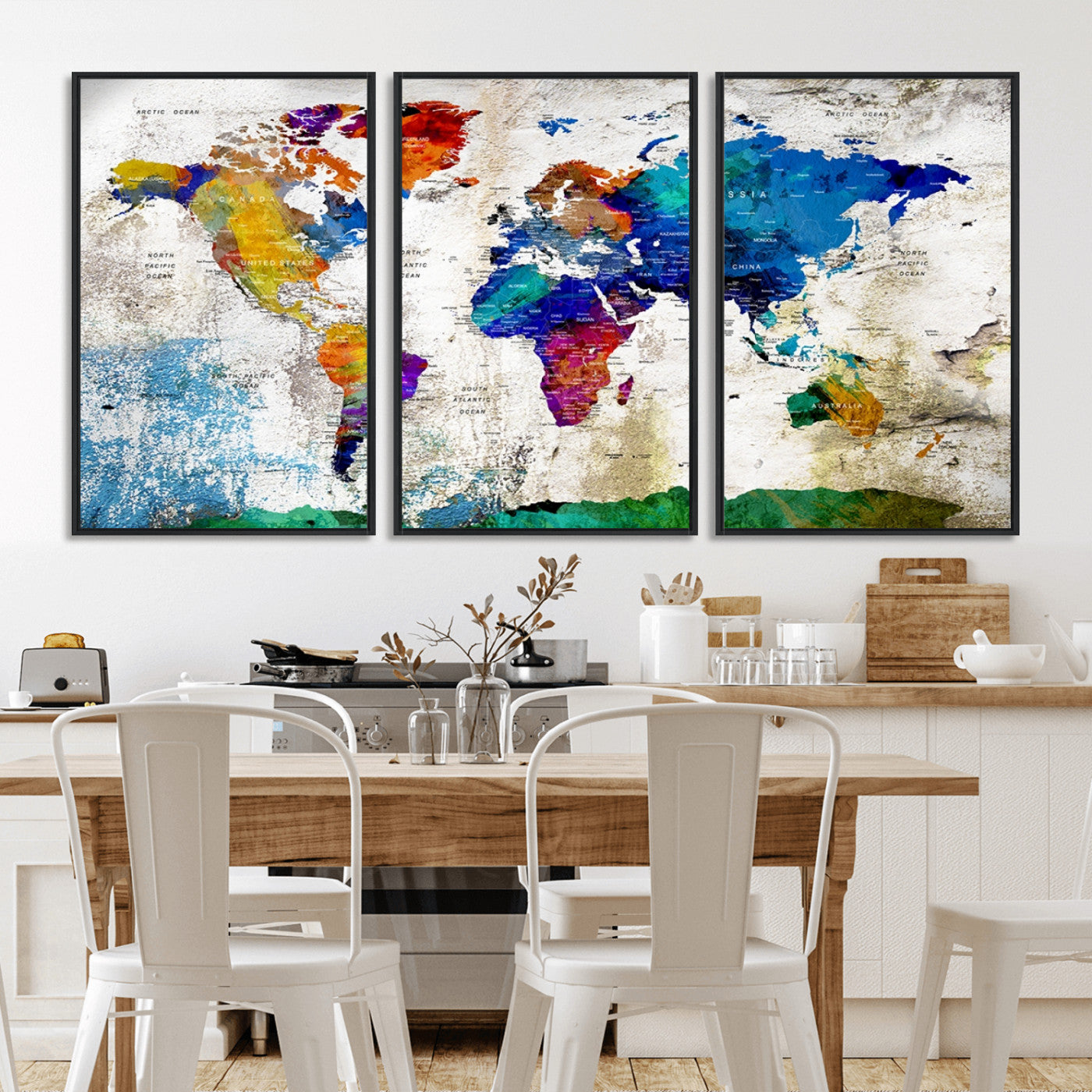 MGV-FC-60X30-3P - Push Pin World Map Canvas Print – Framed Wall Art for Couples to Track Their Travels – Anniversary