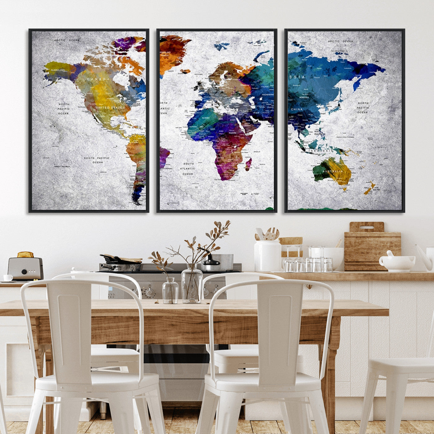 MGV-FC-60X30-3P - Push Pin World Map Canvas Print – Framed Wall Art for Couples to Track Their Travels – Anniversary