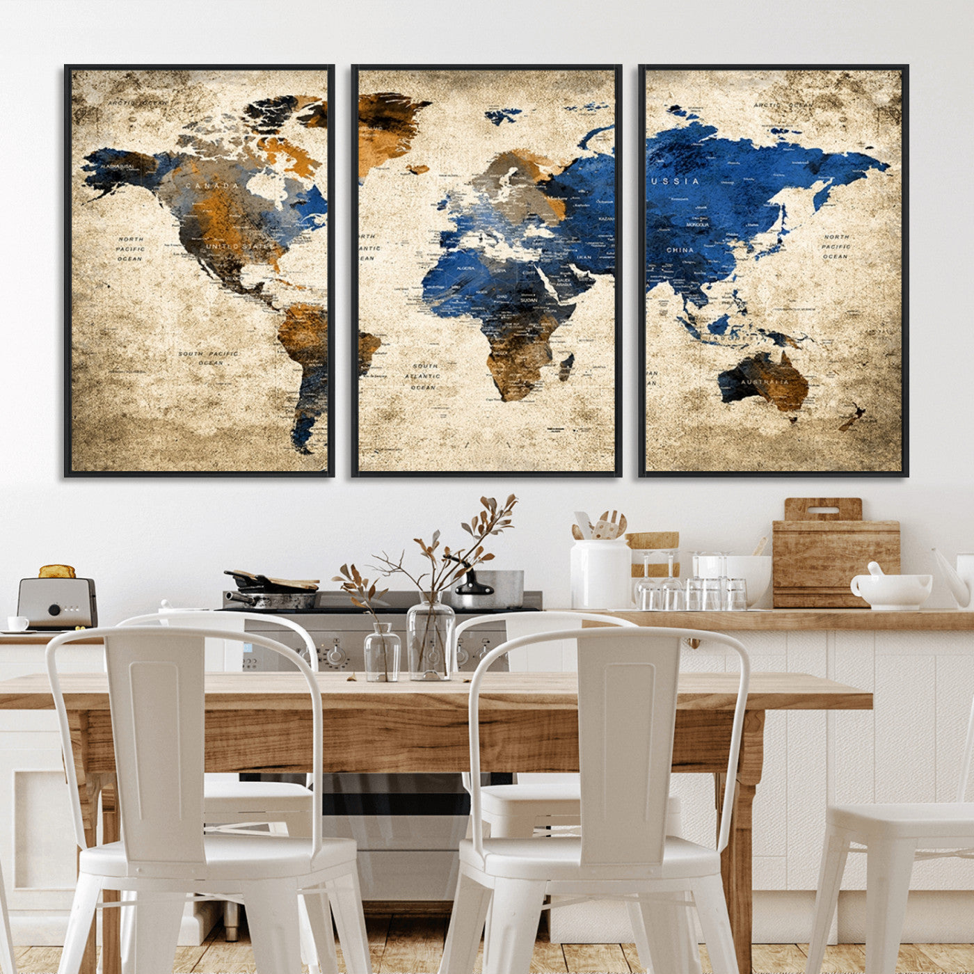 MGV-FC-60X30-3P - Push Pin World Map Canvas Print – Framed Wall Art for Couples to Track Their Travels – Anniversary