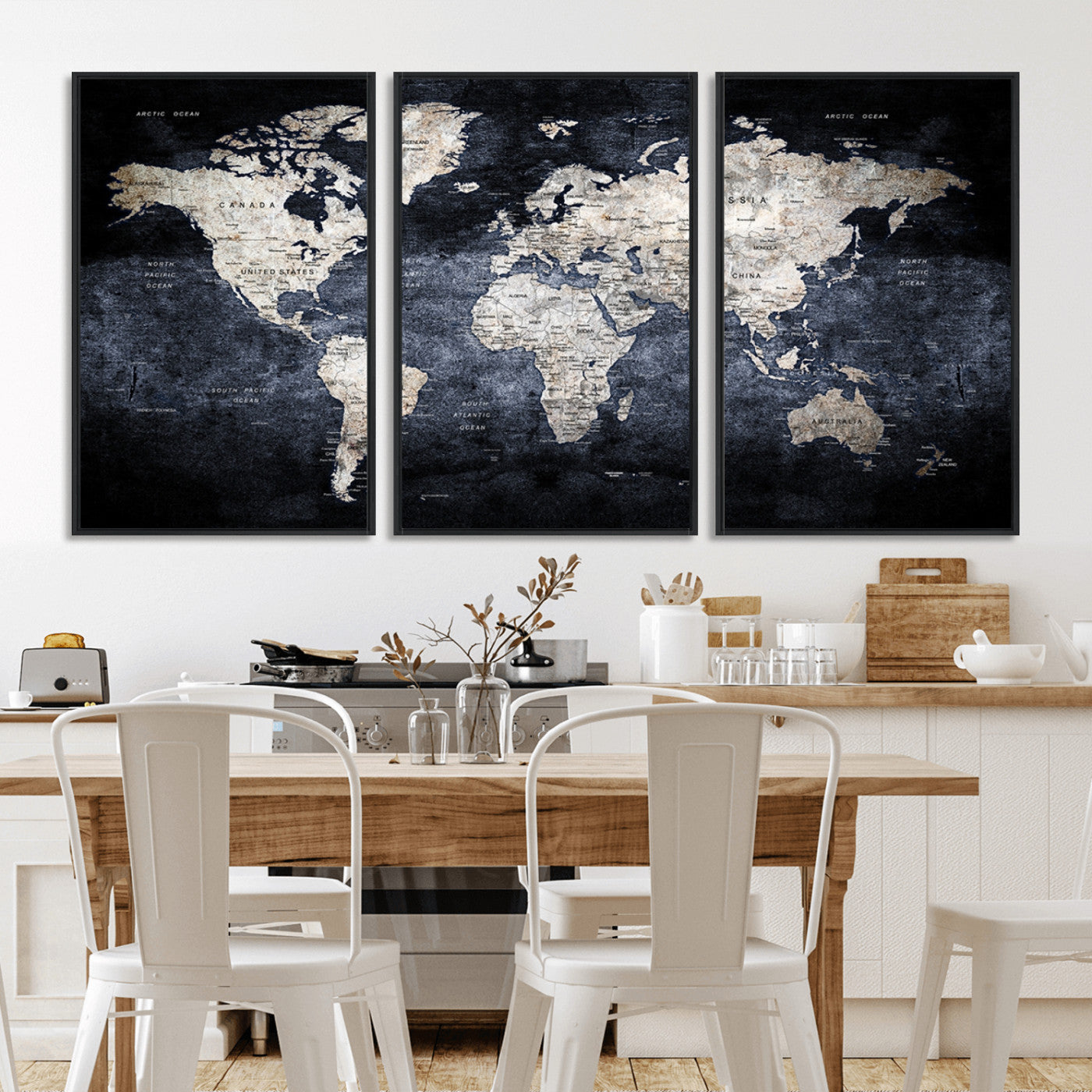 MGV-FC-60X30-3P - World Map Wall Art Canvas Print for Home and Office Decor