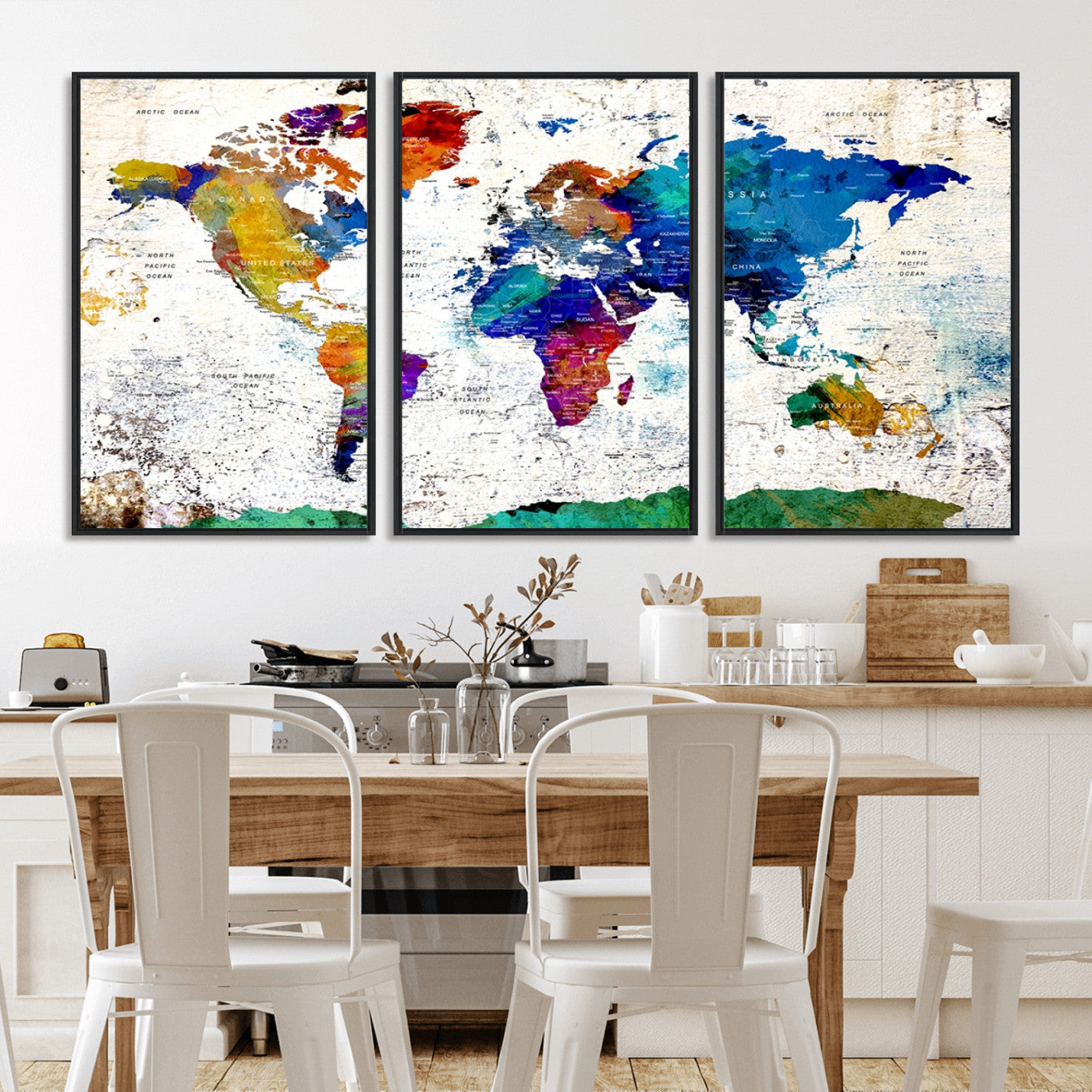 MGV-FC-60X30-3P - Push Pin World Map Canvas Print – Framed Wall Art for Couples to Track Their Travels – Anniversary
