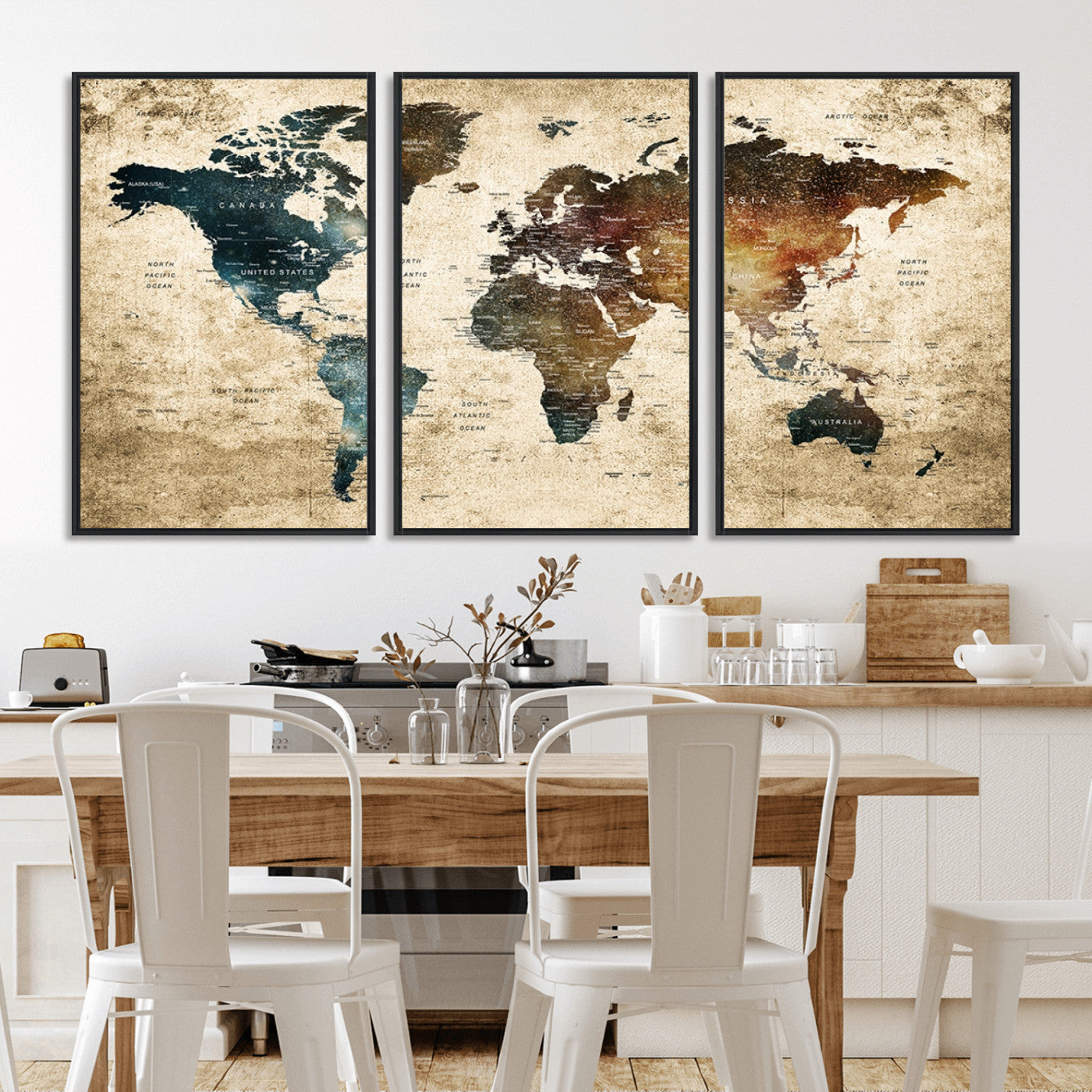 MGV-FC-60X30-3P - Push Pin World Map Canvas Print – Framed Wall Art for Couples to Track Their Travels – Anniversary