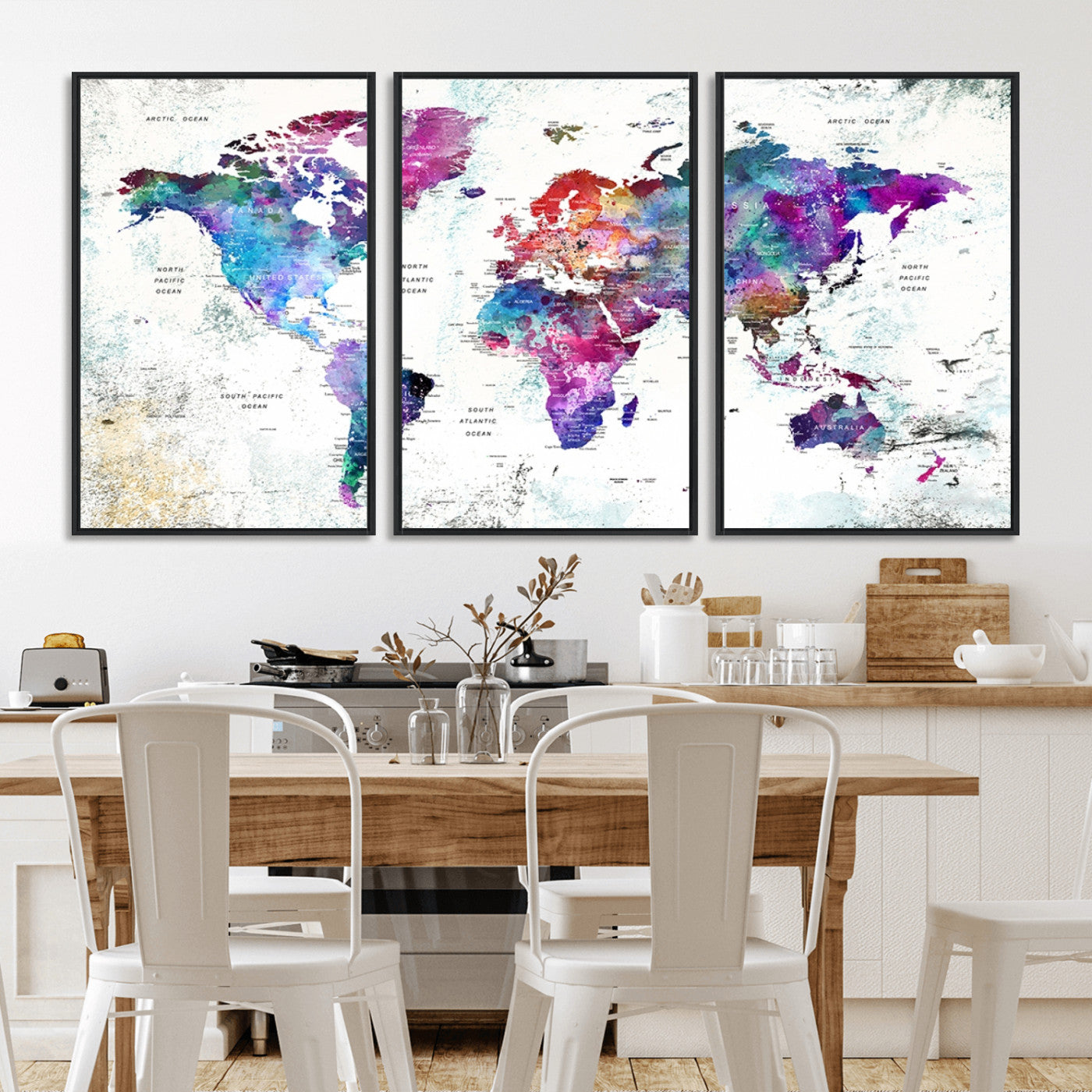 MGV-FC-60X30-3P - Push Pin World Map Canvas Print – Framed Wall Art for Couples to Track Their Travels – Anniversary