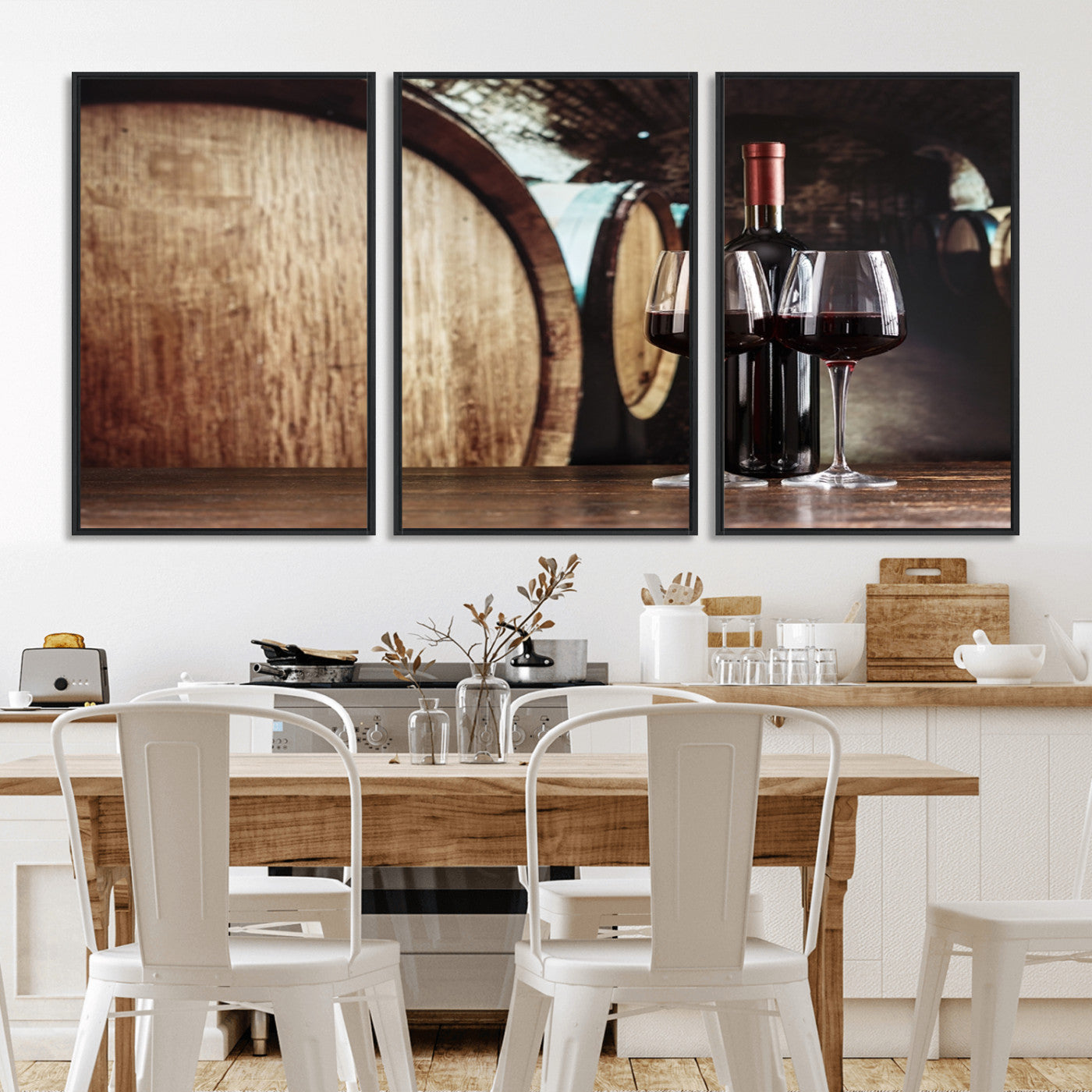 MGV-FC-60X30-3P - Wine and Barrel Wall Art Canvas Print