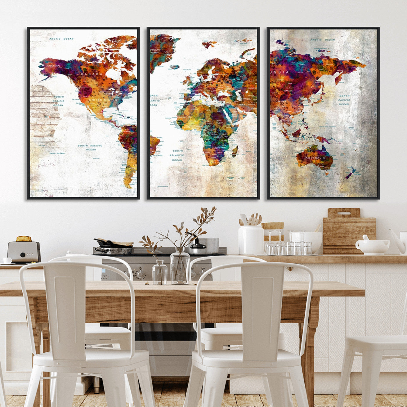 MGV-FC-60X30-3P - Push Pin World Map Canvas Print – Framed Wall Art for Couples to Track Their Travels – Anniversary