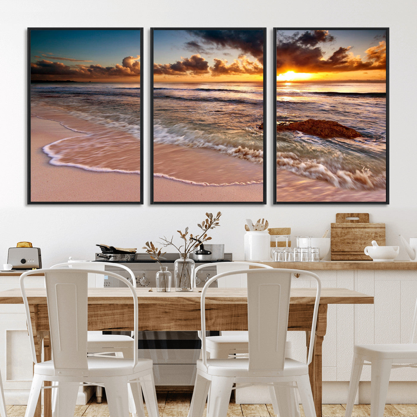 MGV-FC-60X30-3P - Sunset on Ocean Wall Art Canvas Print