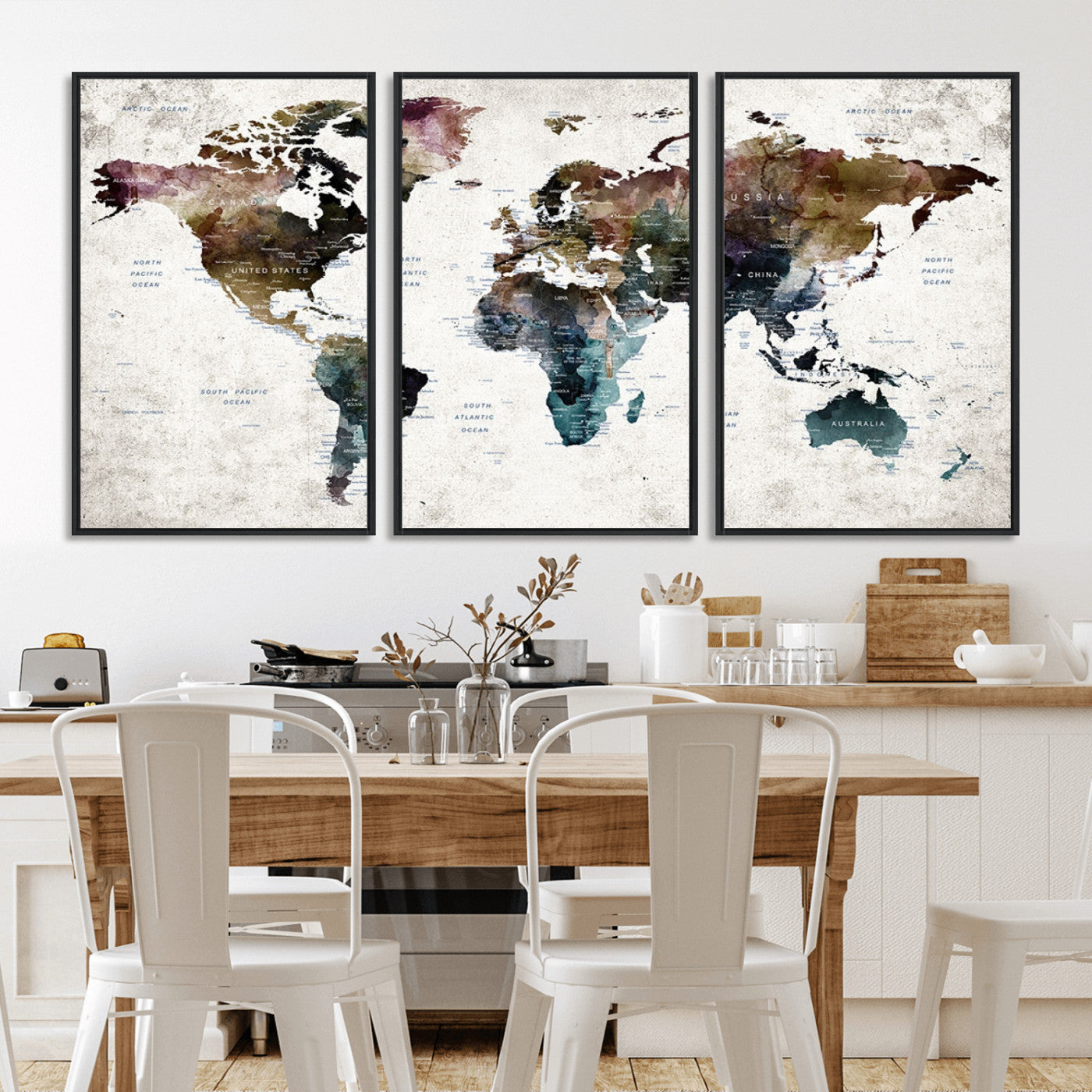 MGV-FC-60X30-3P - Push Pin World Map Canvas Print – Framed Wall Art for Couples to Track Their Travels – Anniversary