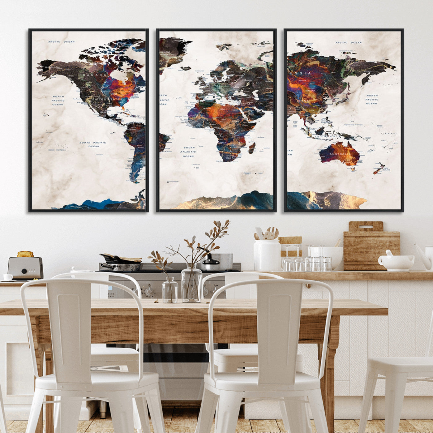 MGV-FC-60X30-3P - Push Pin World Map Canvas Print – Framed Wall Art for Couples to Track Their Travels – Anniversary