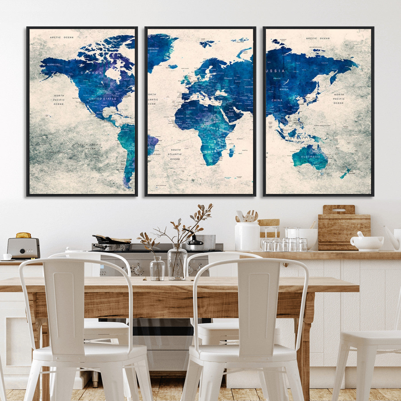 MGV-FC-60X30-3P - Push Pin World Map Canvas Print – Framed Wall Art for Couples to Track Their Travels – Anniversary